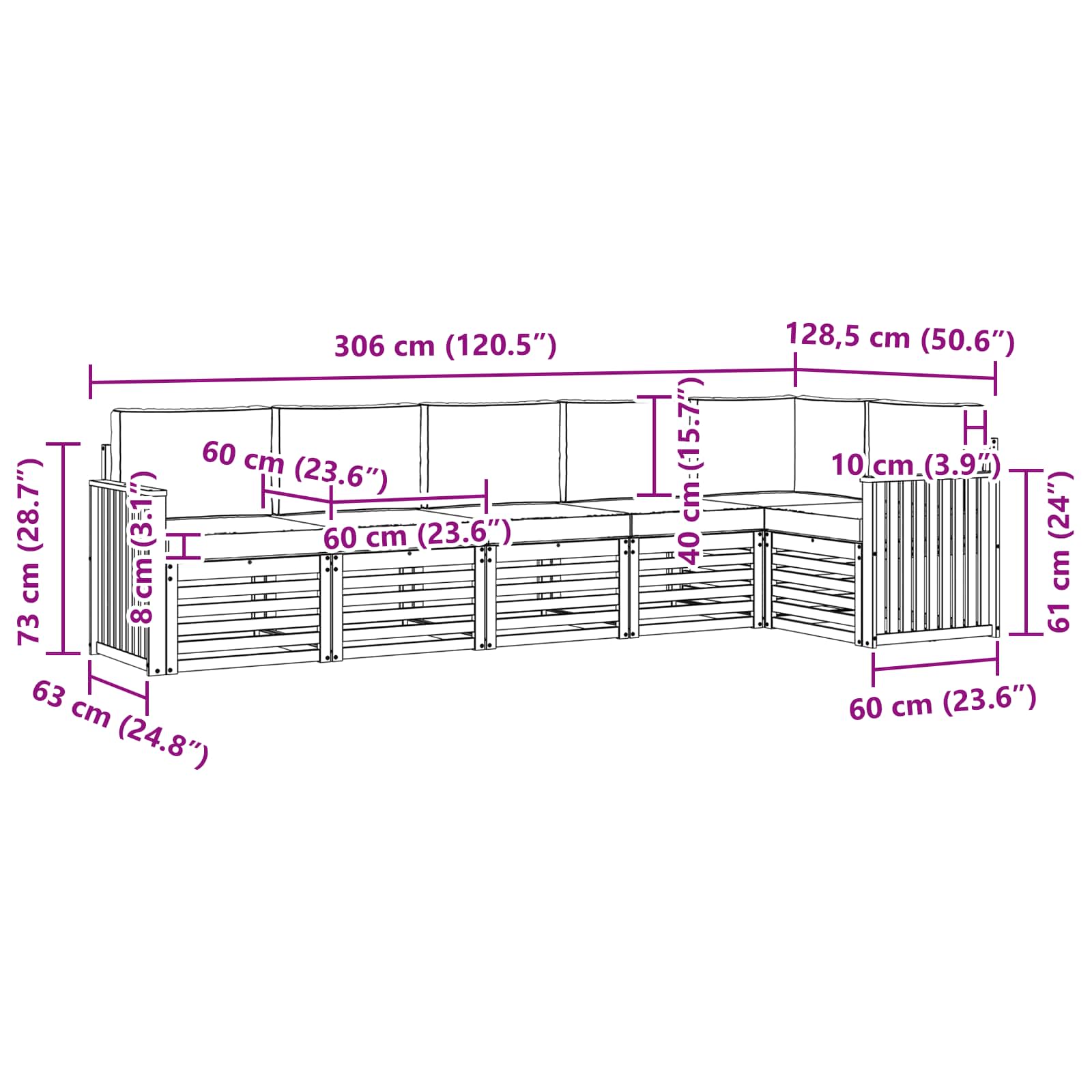 Ensemble de canapé d'angle 6 pcs Gris Naturel et Clair - XIOS