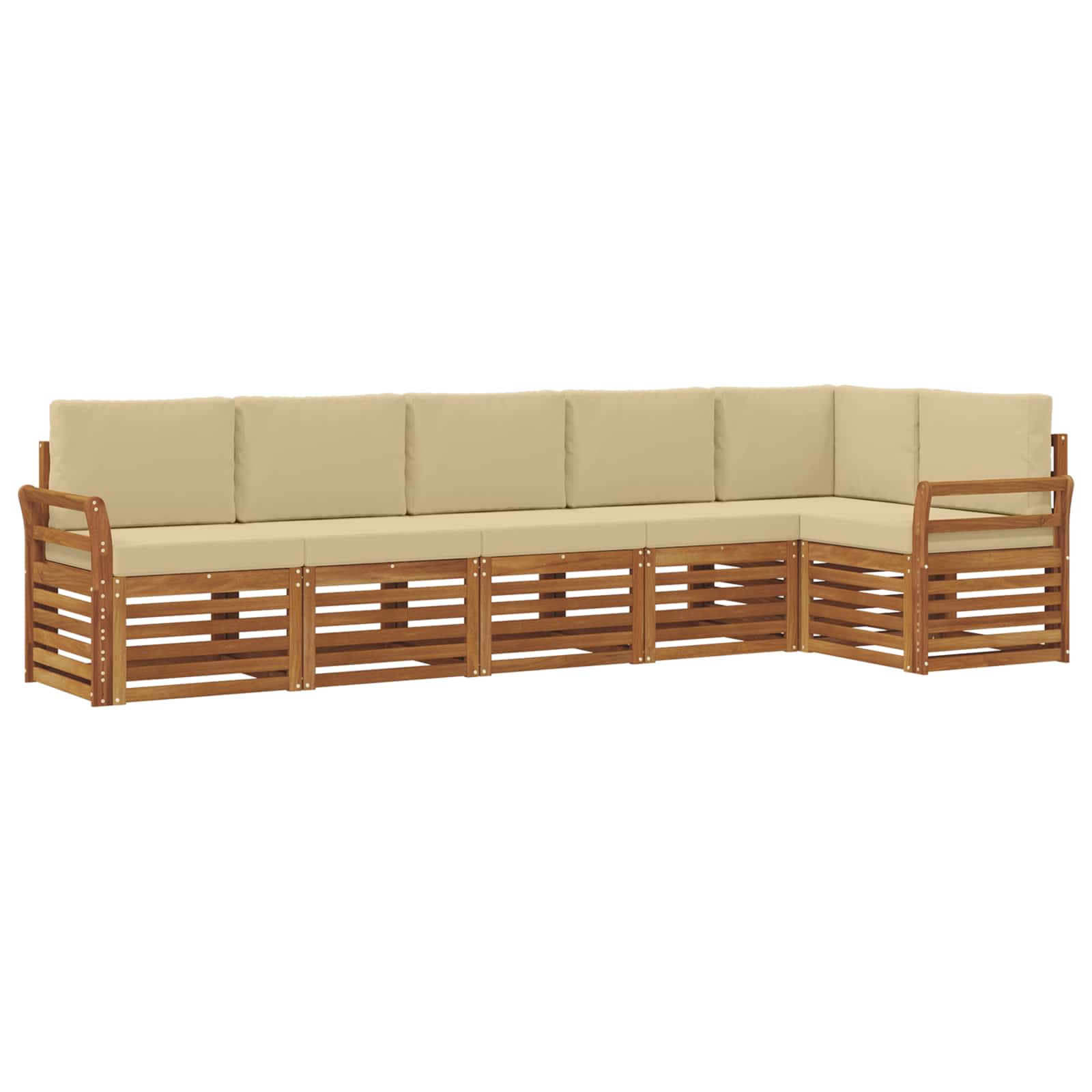 Ensemble de canapé d'angle avec coussin 6 pcs Naturel et Beige - XIOS