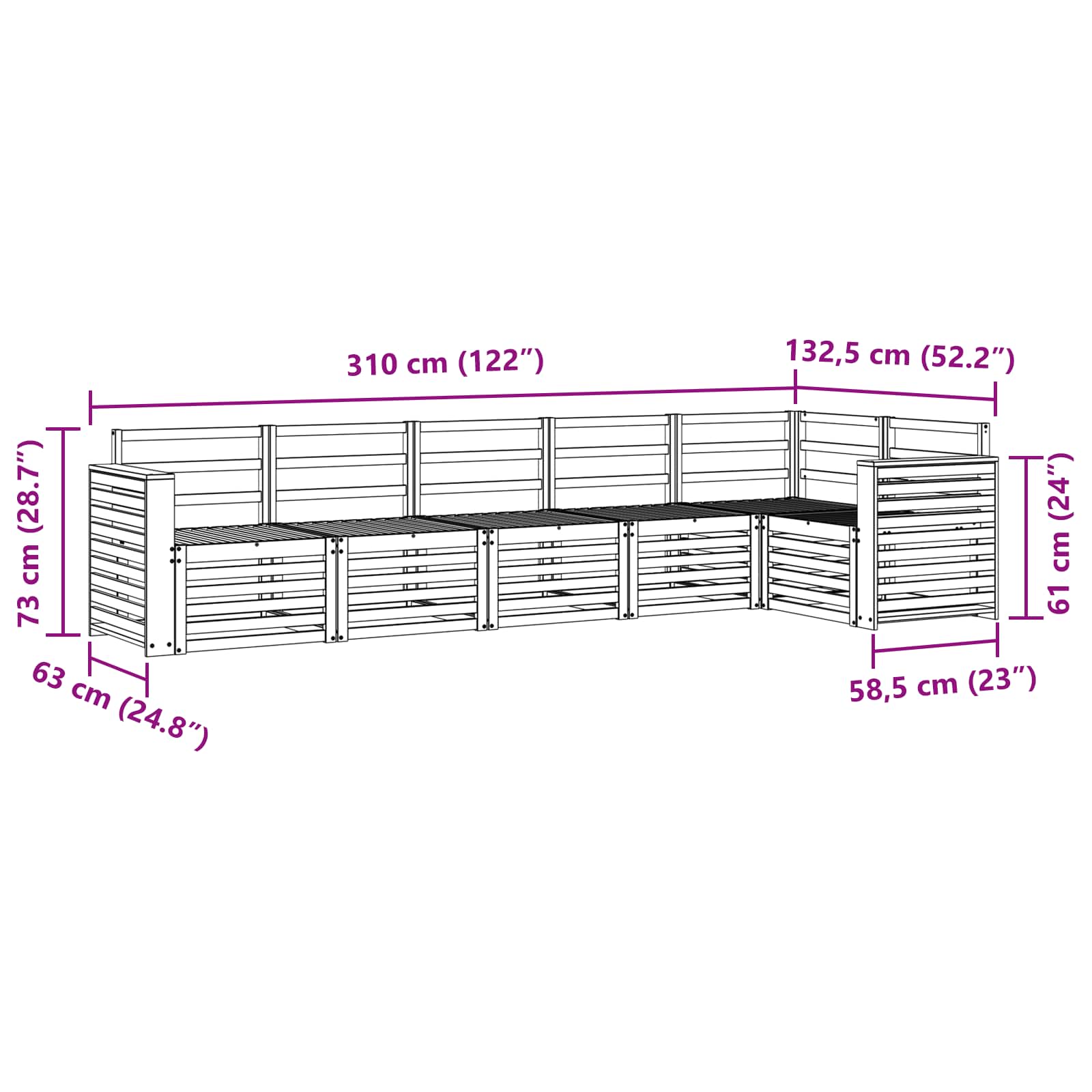 Ensemble de canapés d'extérieur 6 pc Naturel Polyester