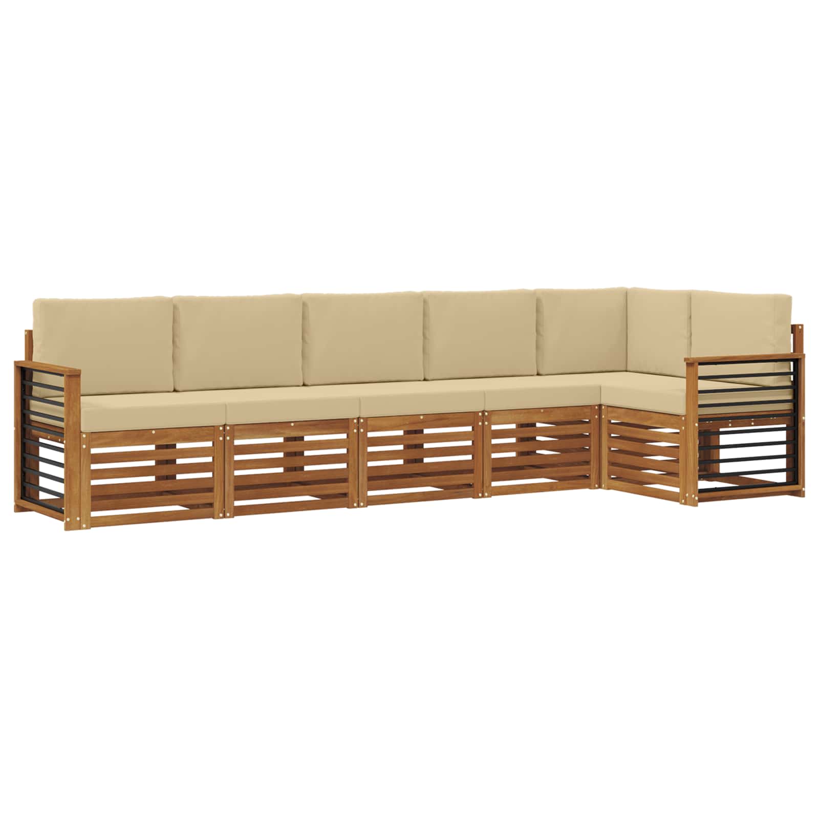 Ensemble de canapé d'angle avec coussin 6 pcs Naturel et Beige - XIOS