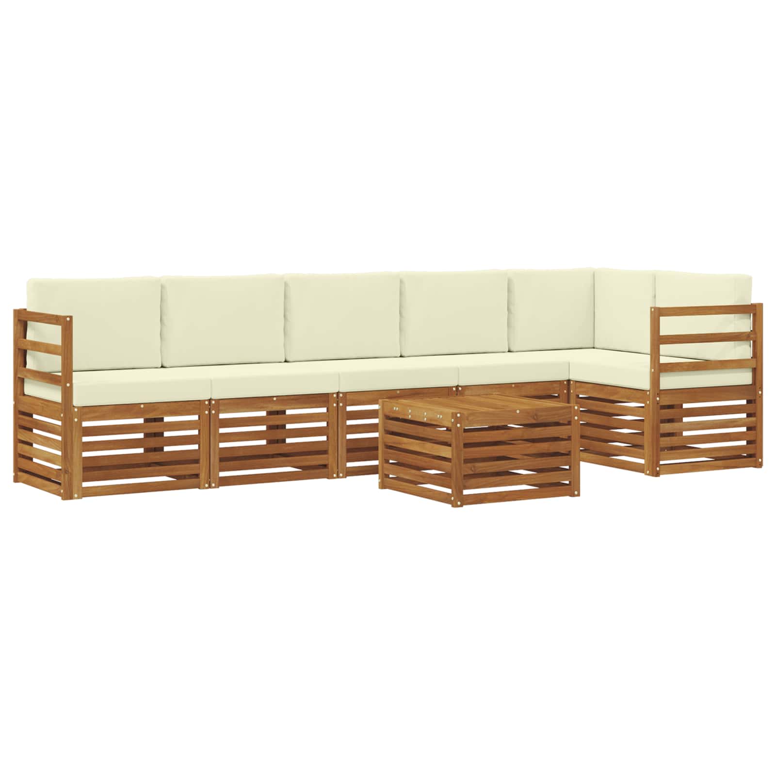 Ensemble de canapé d'angle avec coussin 7 pcs Naturel et Crème - XIOS