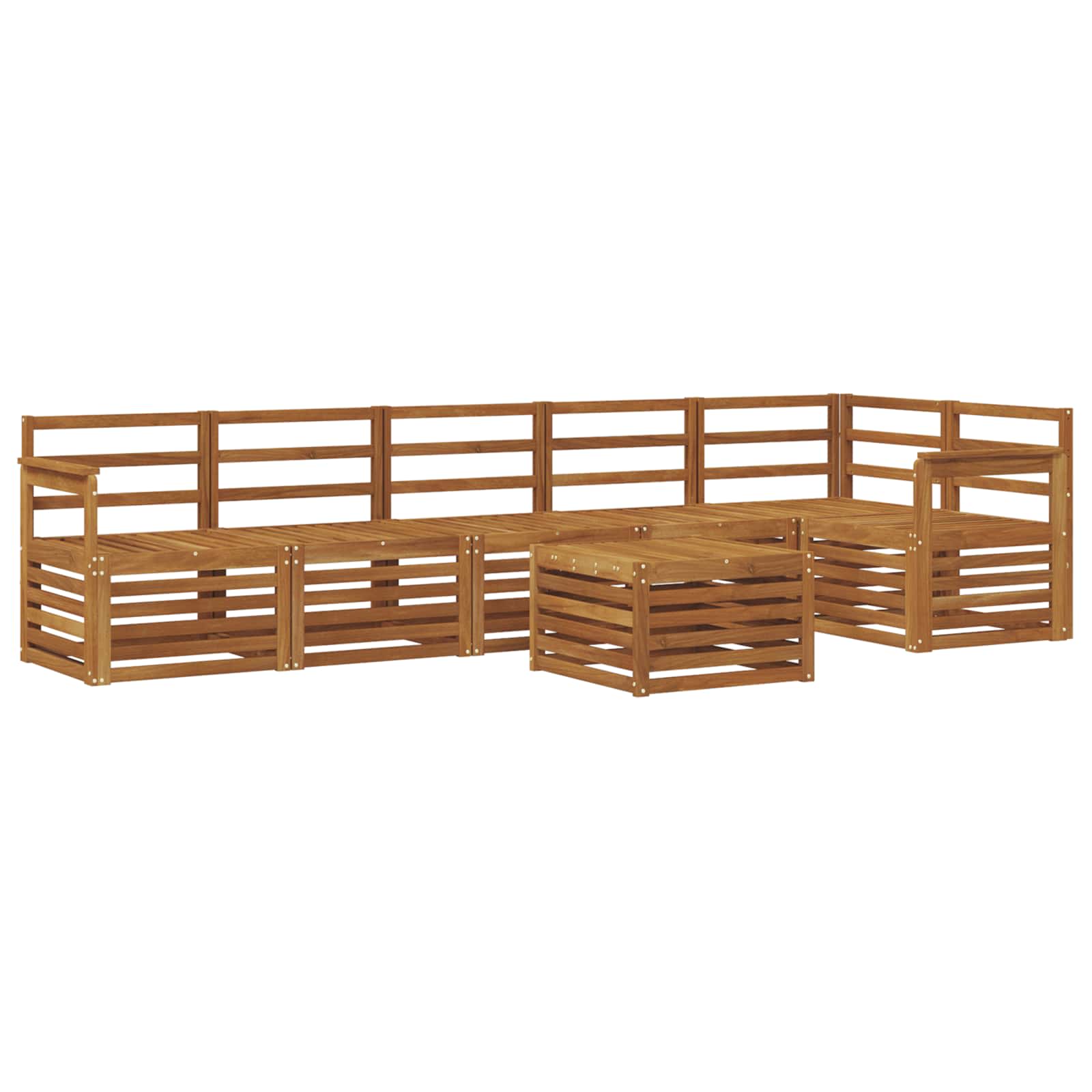 Ensemble de canapé d'angle 7 pcs Naturel Bois d'Acacia Massif - XIOS