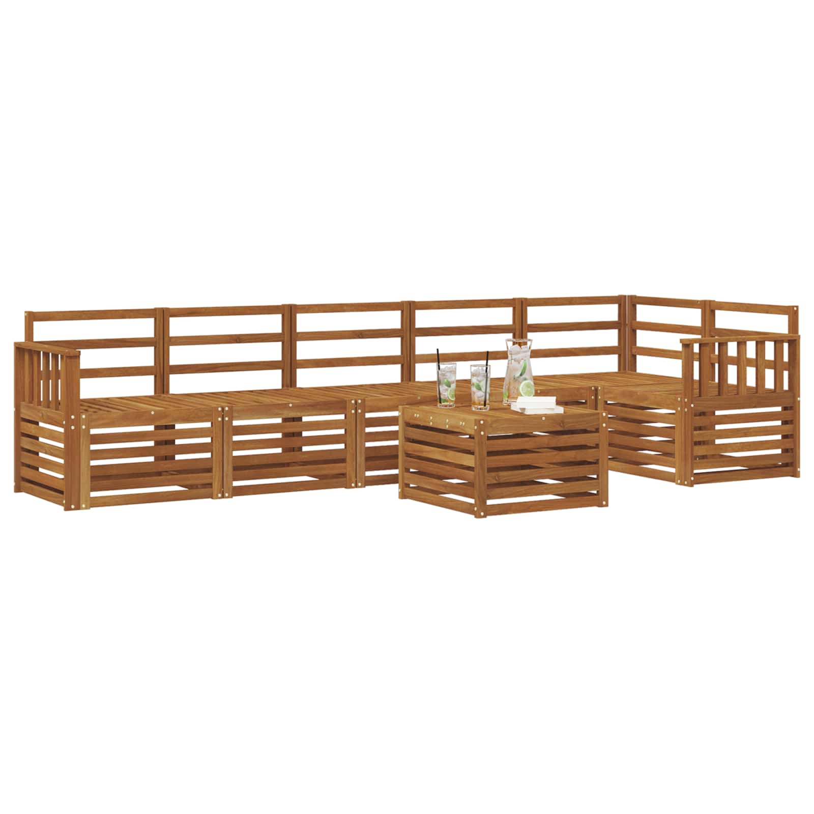 Ensemble de canapé d'angle 7 pcs Naturel Bois d'Acacia Massif - XIOS