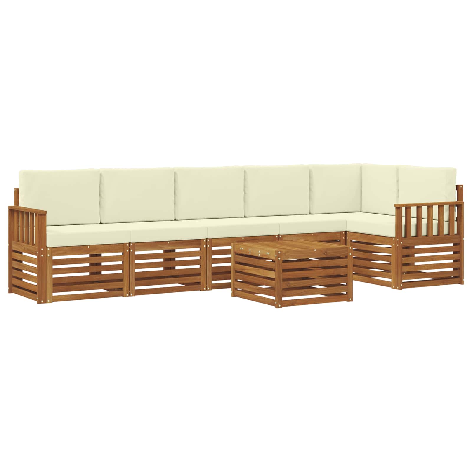 Ensemble de canapé d'angle avec coussin 7 pcs Naturel et Crème - XIOS