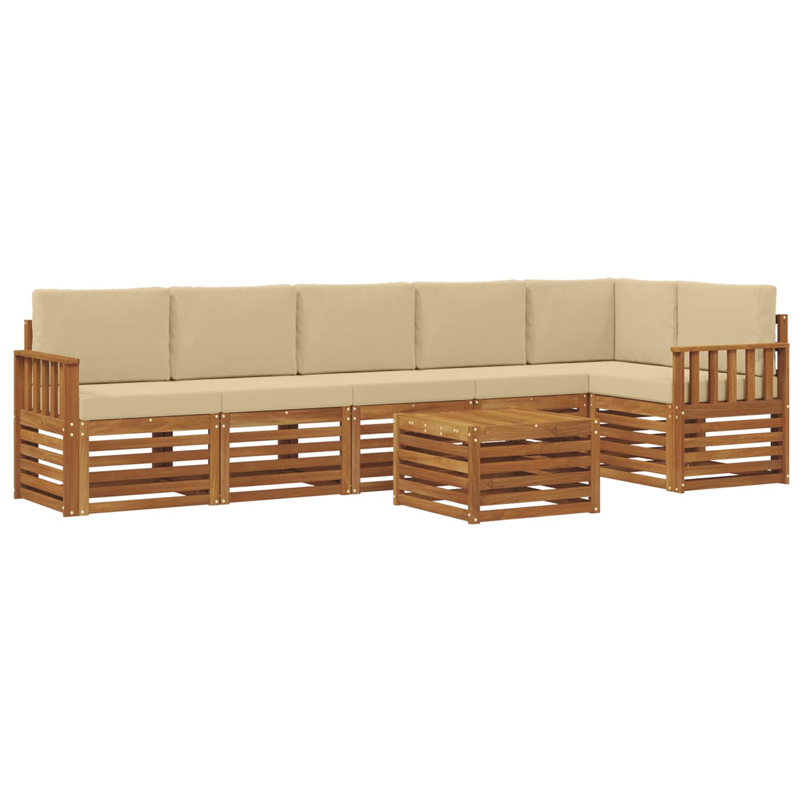 Ensemble de canapé d'angle avec coussin 7 pcs Naturel et Beige - XIOS