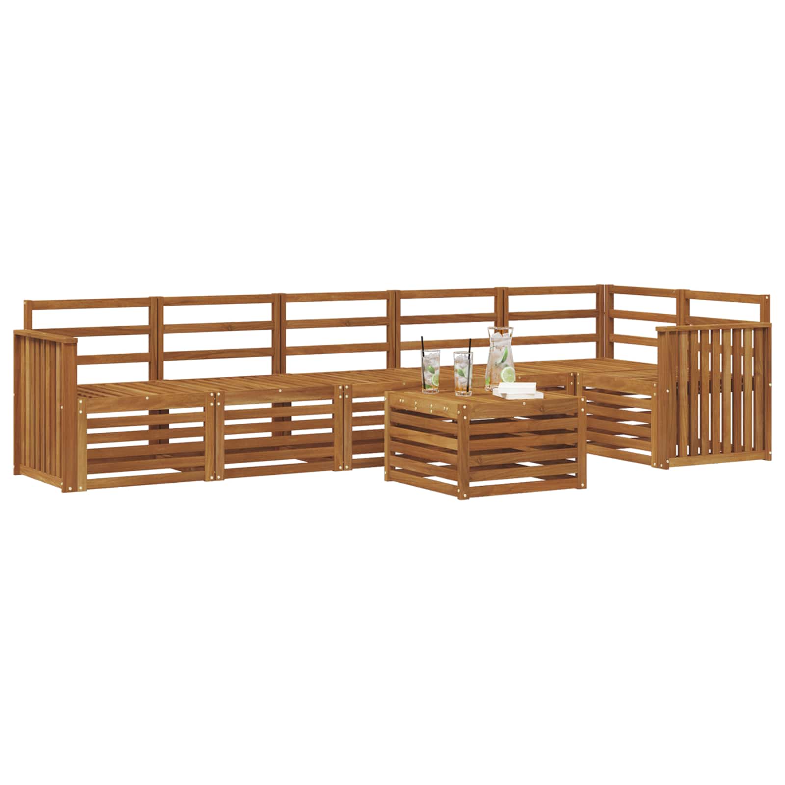 Ensemble de canapé d'angle 7 pcs Naturel Bois d'Acacia Massif - XIOS