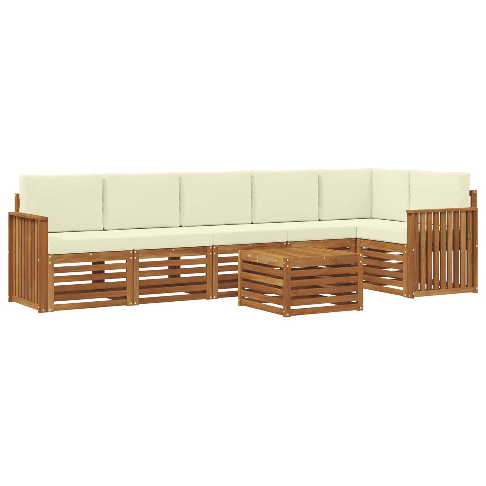 Ensemble de canapé d'angle avec coussin 7 pcs Naturel et Crème - XIOS