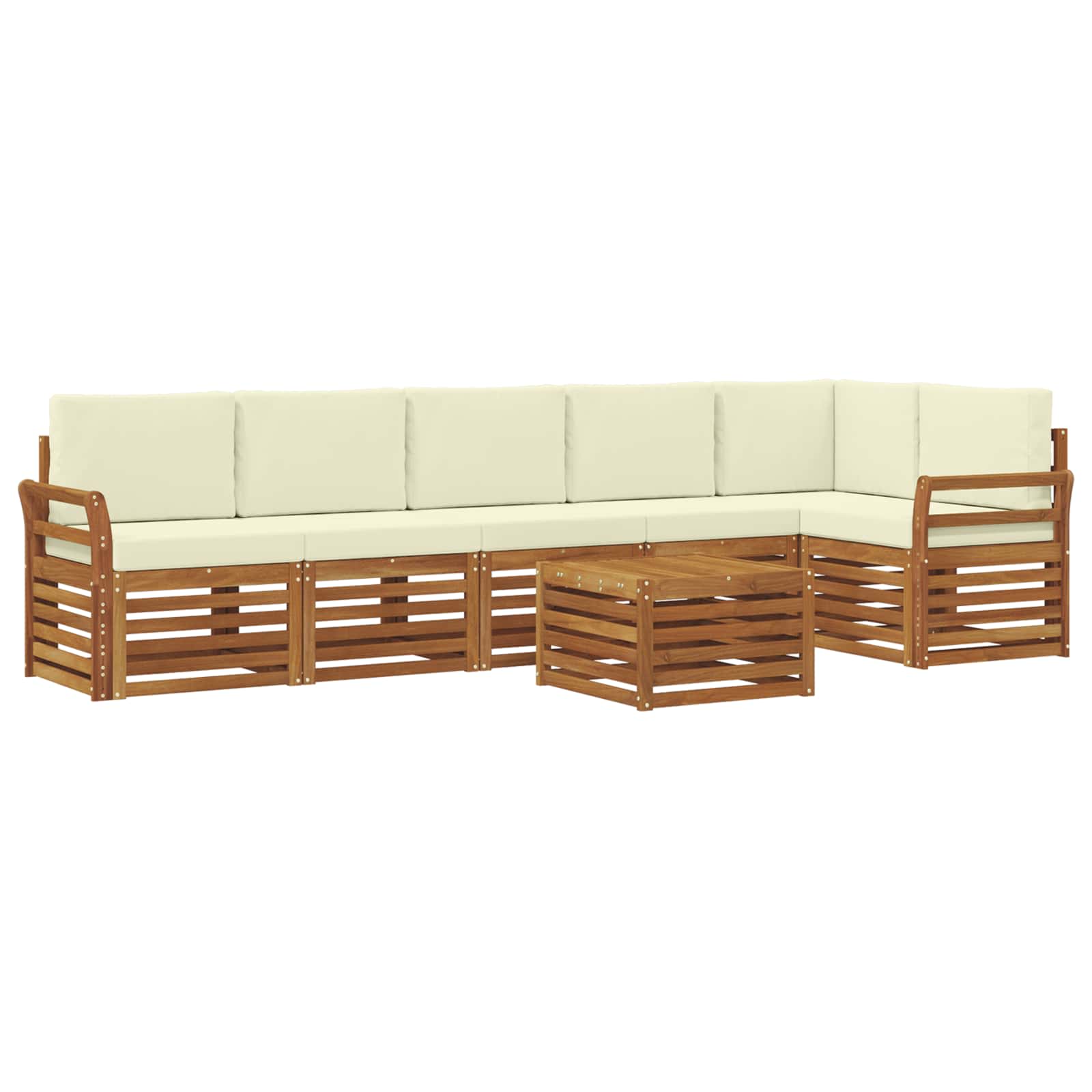 Ensemble de canapé d'angle avec coussin 7 pcs Naturel et Crème - XIOS