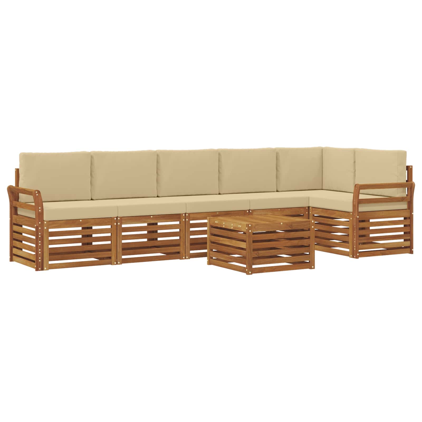 Ensemble de canapé d'angle avec coussin 7 pcs Naturel et Beige - XIOS
