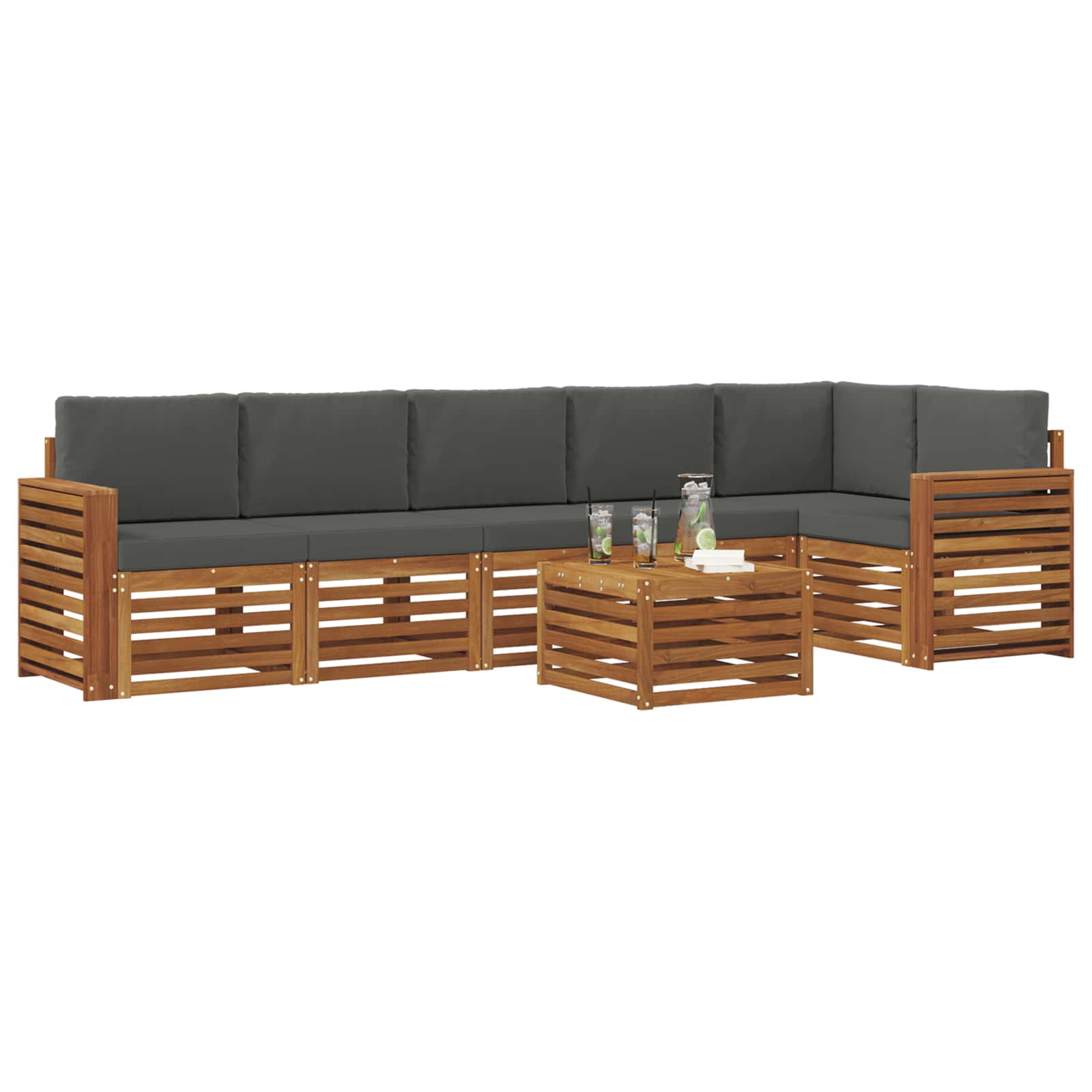 Ensemble de canapé d'angle 7 pcs Naturel et Anthracite - XIOS