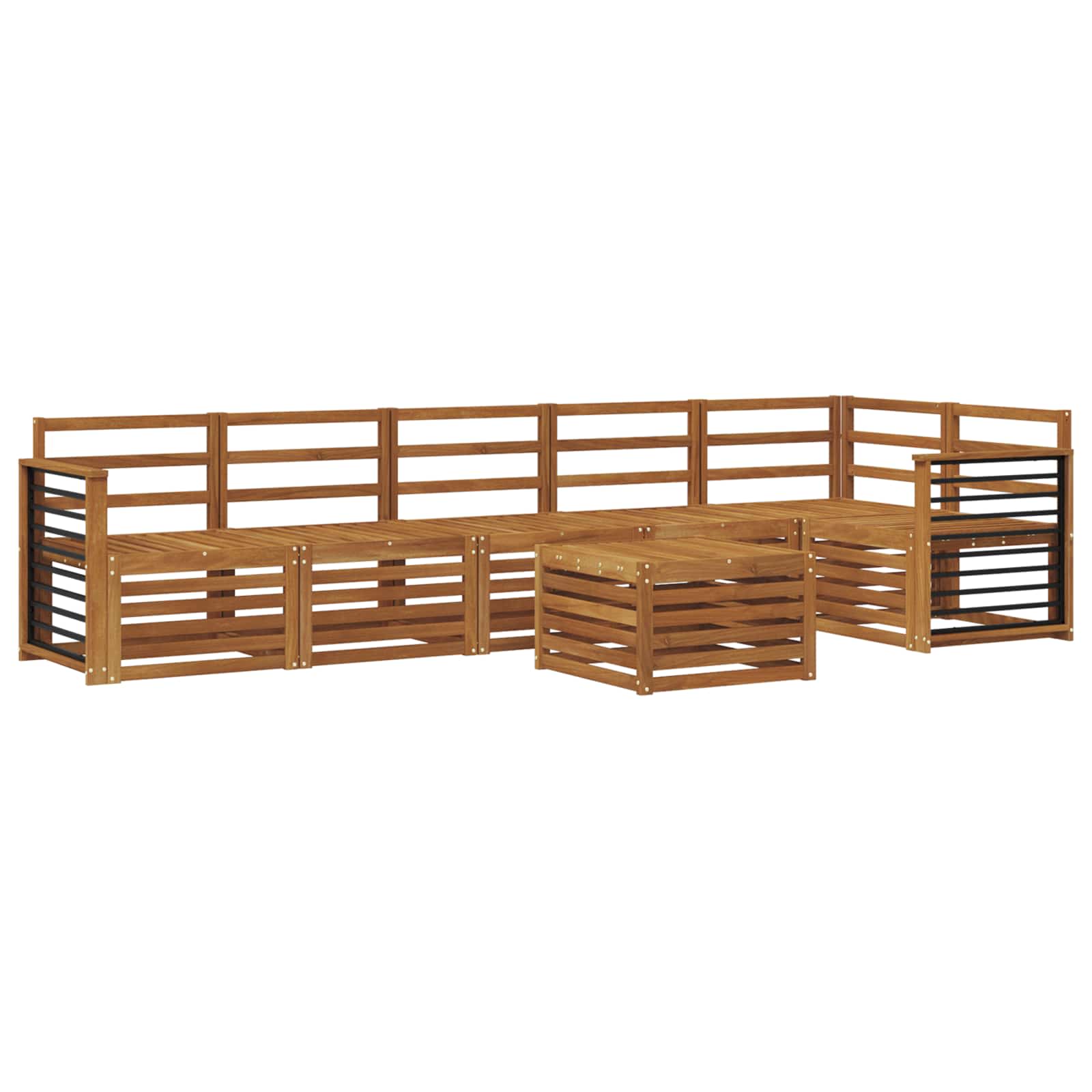 Ensemble de canapé d'angle 7 pcs Naturel Bois d'Acacia Massif - XIOS