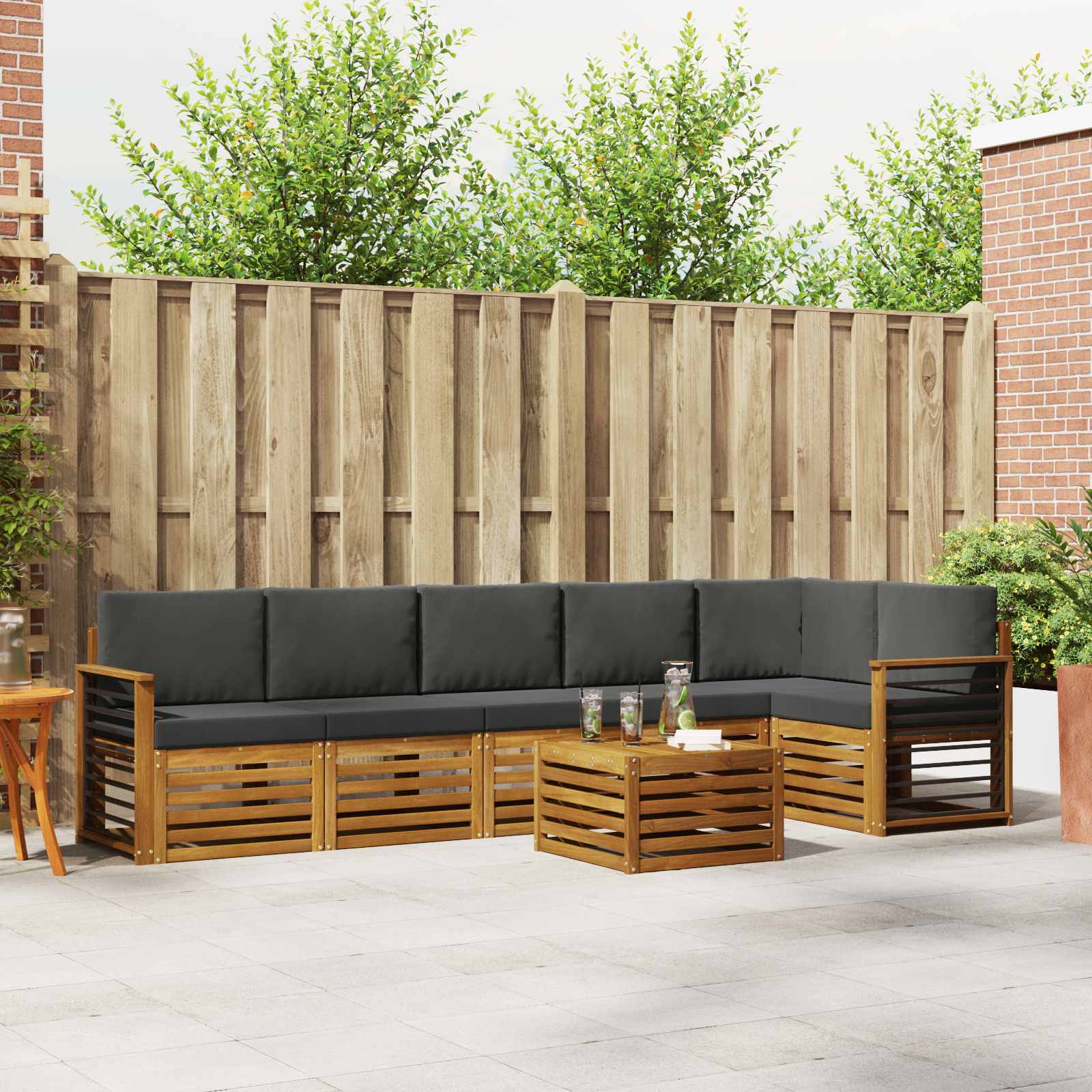 Ensemble de canapé d'angle 7 pcs Naturel et Anthracite - XIOS
