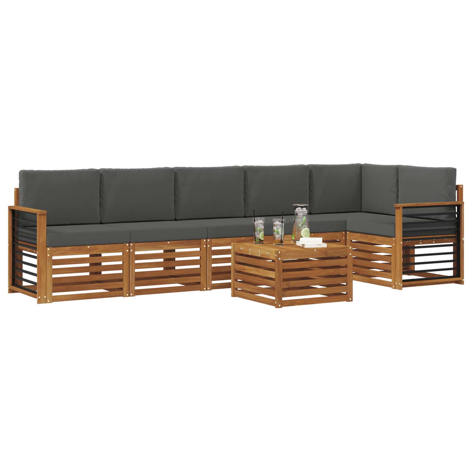 Ensemble de canapé d'angle 7 pcs Naturel et Anthracite - XIOS