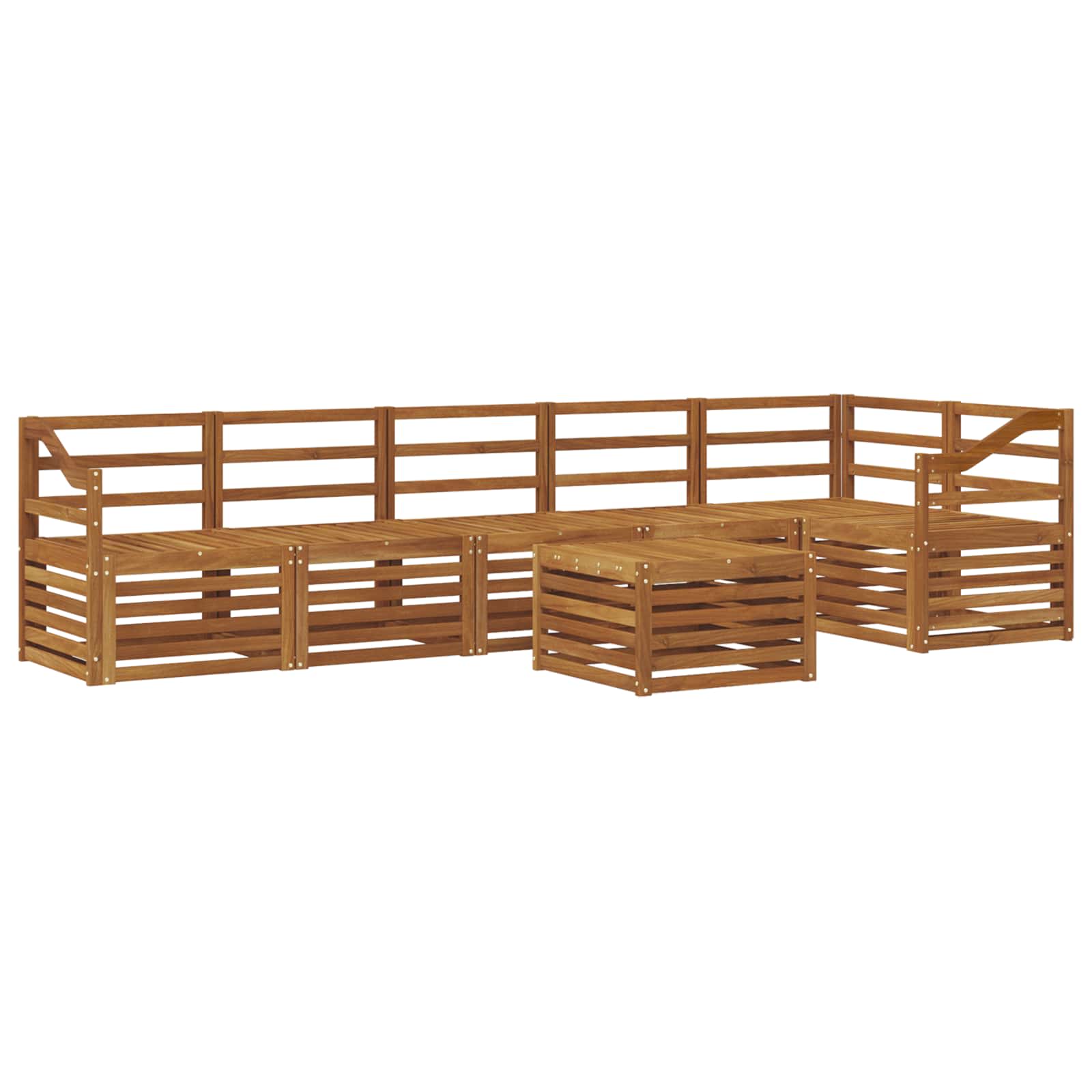 Ensemble de canapé d'angle 7 pcs Naturel Bois d'Acacia Massif - XIOS