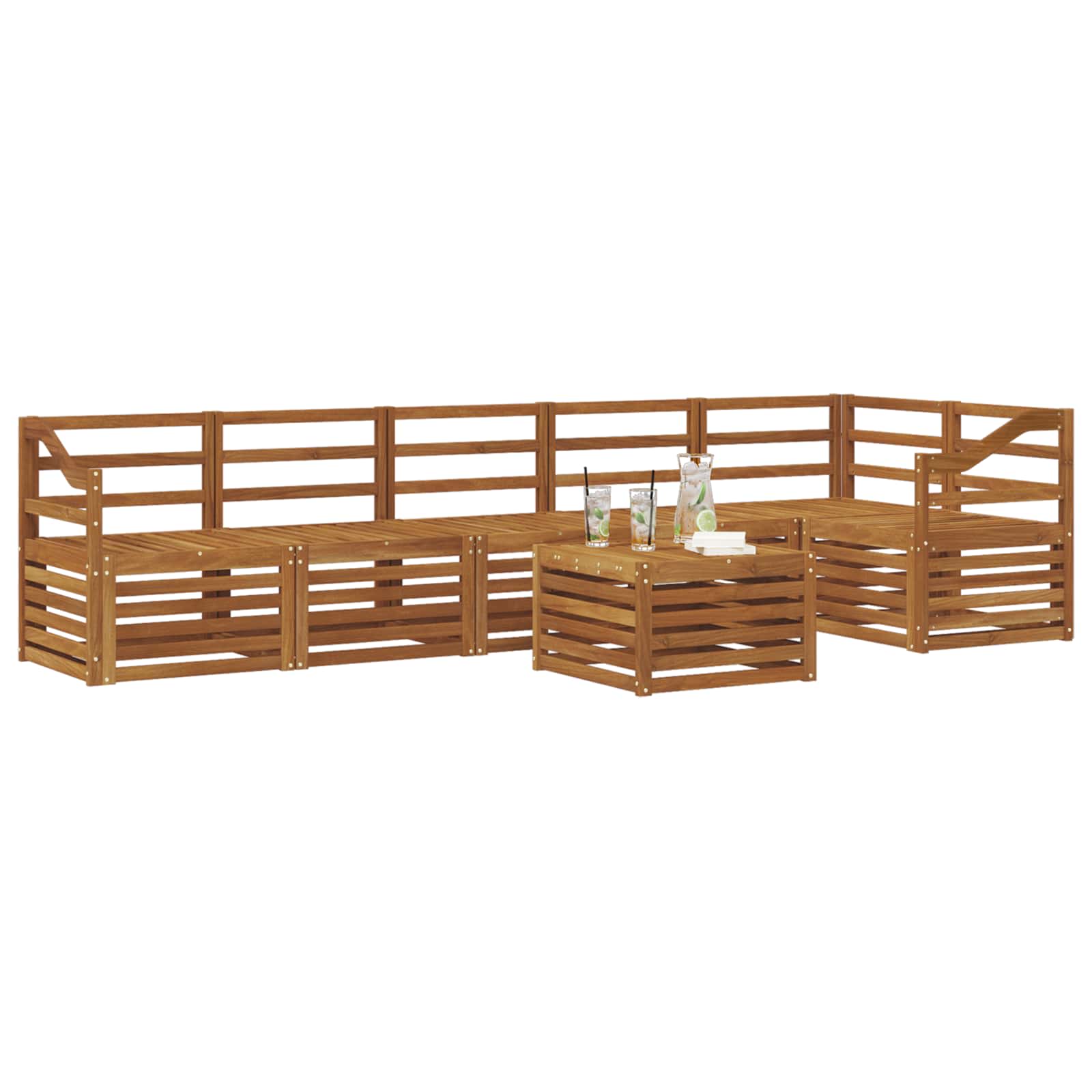 Ensemble de canapé d'angle 7 pcs Naturel Bois d'Acacia Massif - XIOS