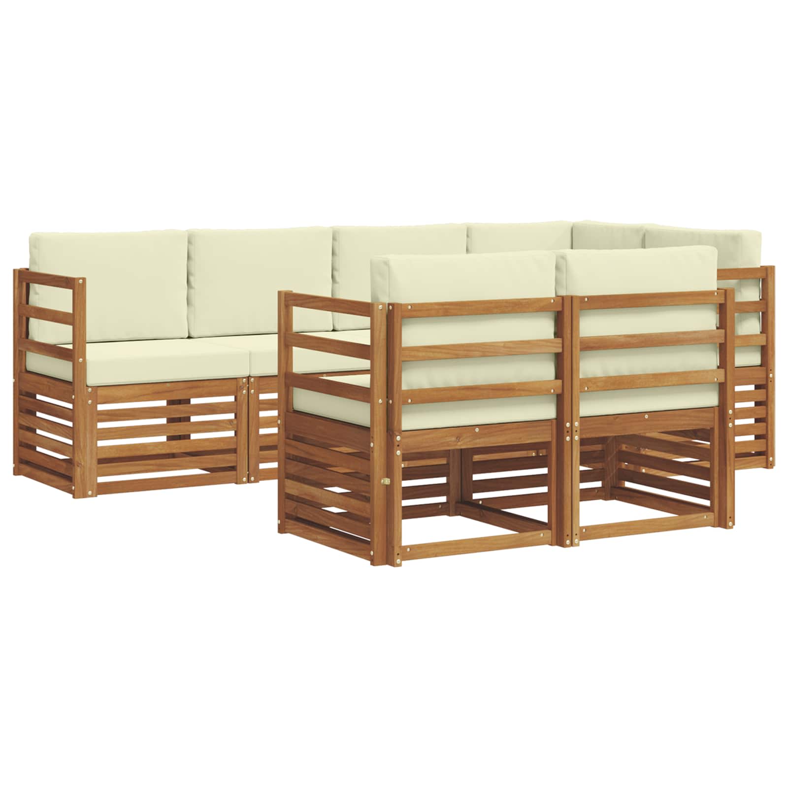 Ensemble de canapé d'angle avec coussin 7 pcs Naturel et Crème - XIOS