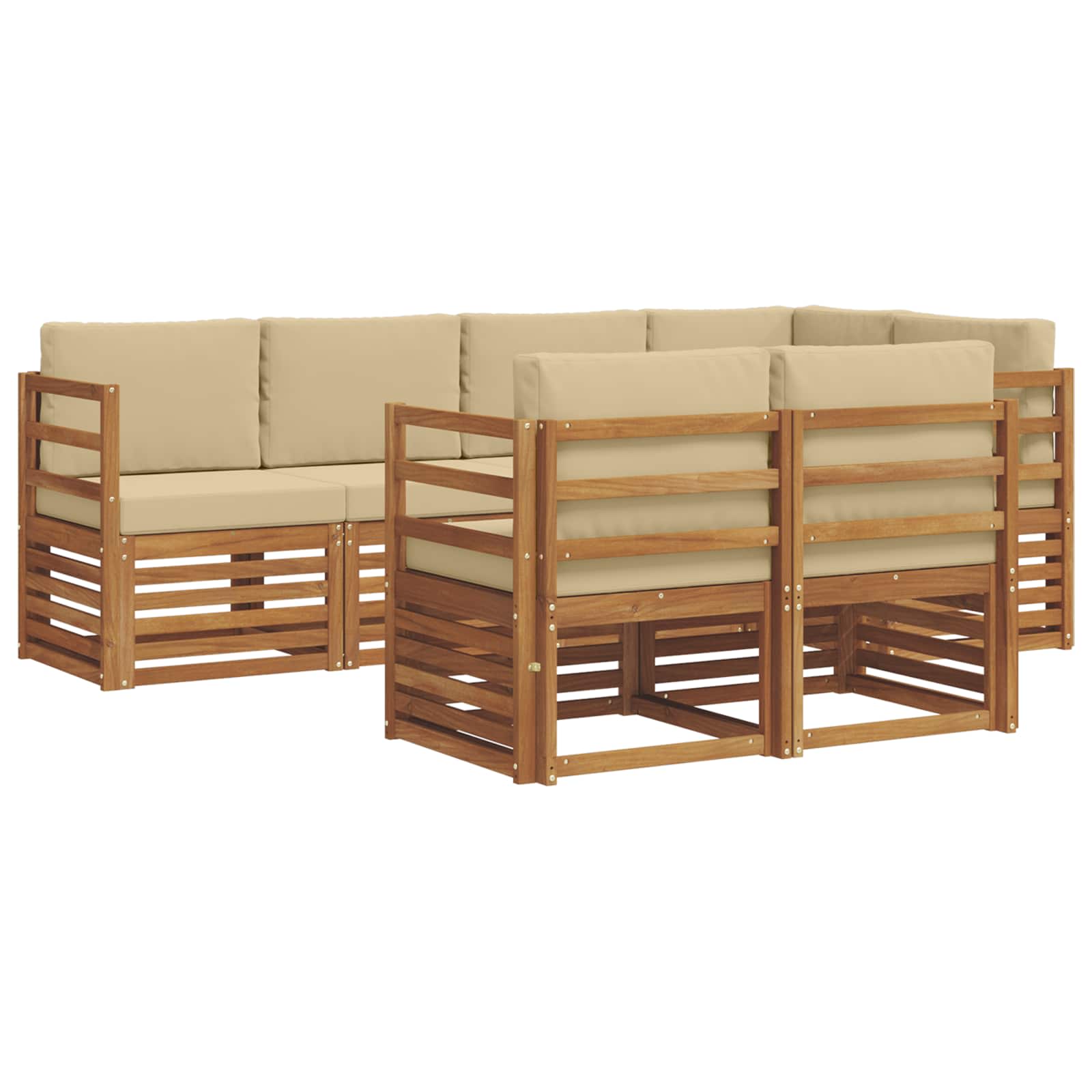 Ensemble de canapé d'angle avec coussin 7 pcs Naturel et Beige - XIOS