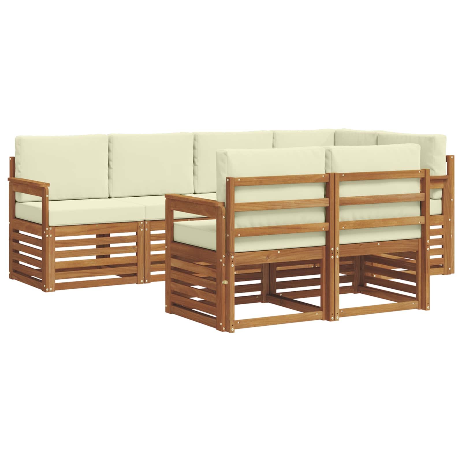 Ensemble de canapé d'angle avec coussin 7 pcs Naturel et Crème - XIOS
