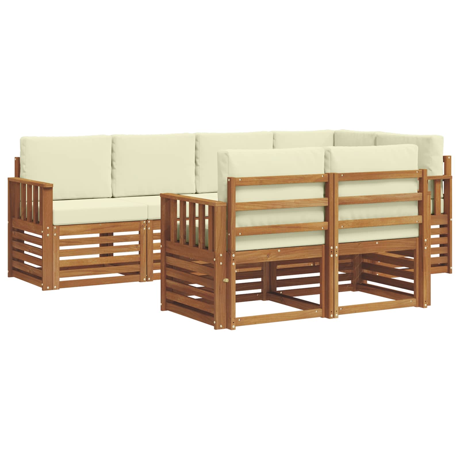 Ensemble de canapé d'angle avec coussin 7 pcs Naturel et Crème - XIOS