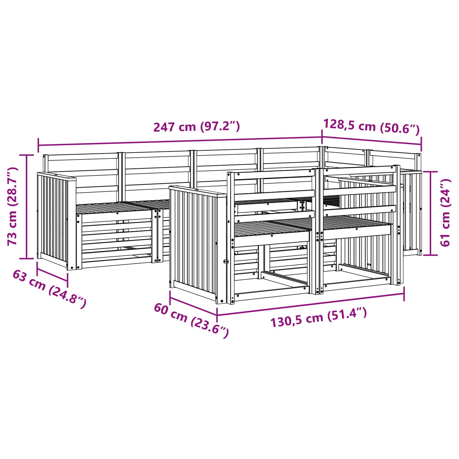 Ensemble de canapé d'angle 7 pcs Naturel - XIOS