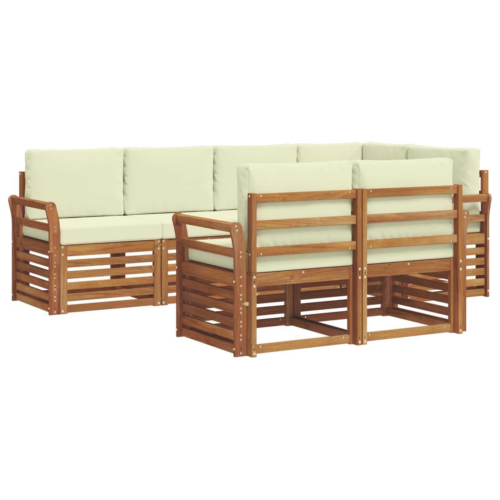 Ensemble de canapé d'angle avec coussin 7 pcs Naturel et Crème - XIOS