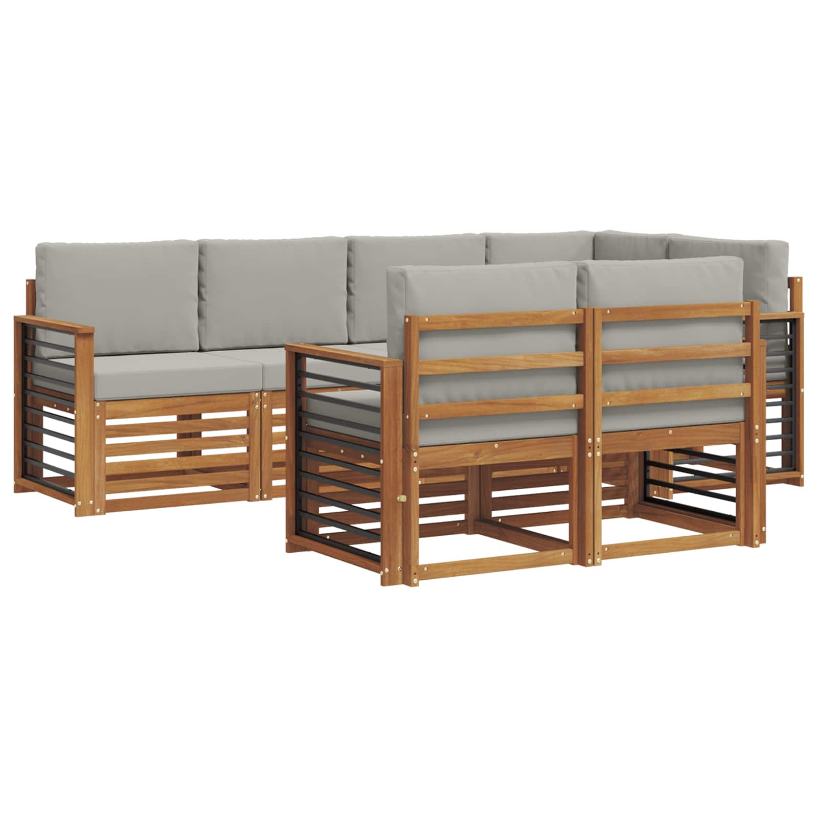 Ensemble de canapé d'angle 7 pcs Gris Naturel et Clair
