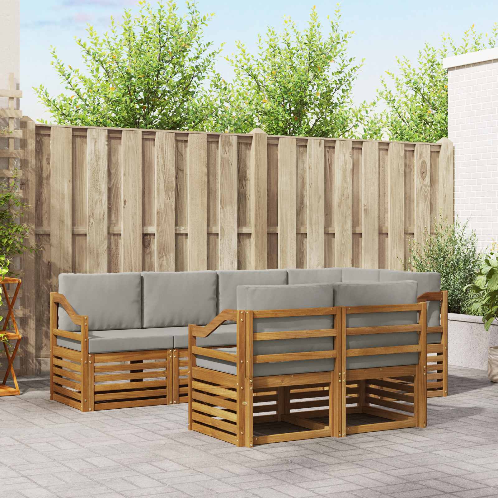 Ensemble de canapé d'angle 7 pcs Gris Naturel et Clair