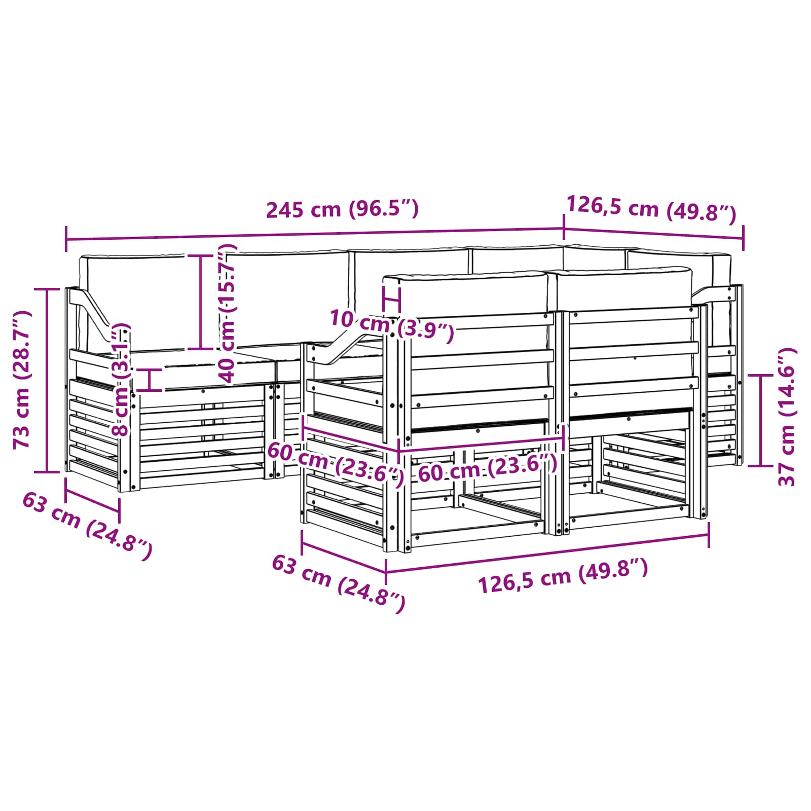 Ensemble de canapé d'angle 7 pcs Naturel et Anthracite - XIOS