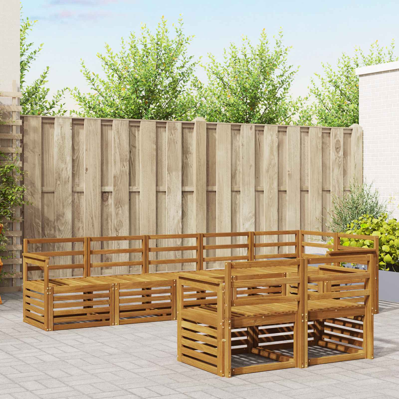Ensembles de canapés 8 pcs Naturel Bois d'Acacia Massif - XIOS