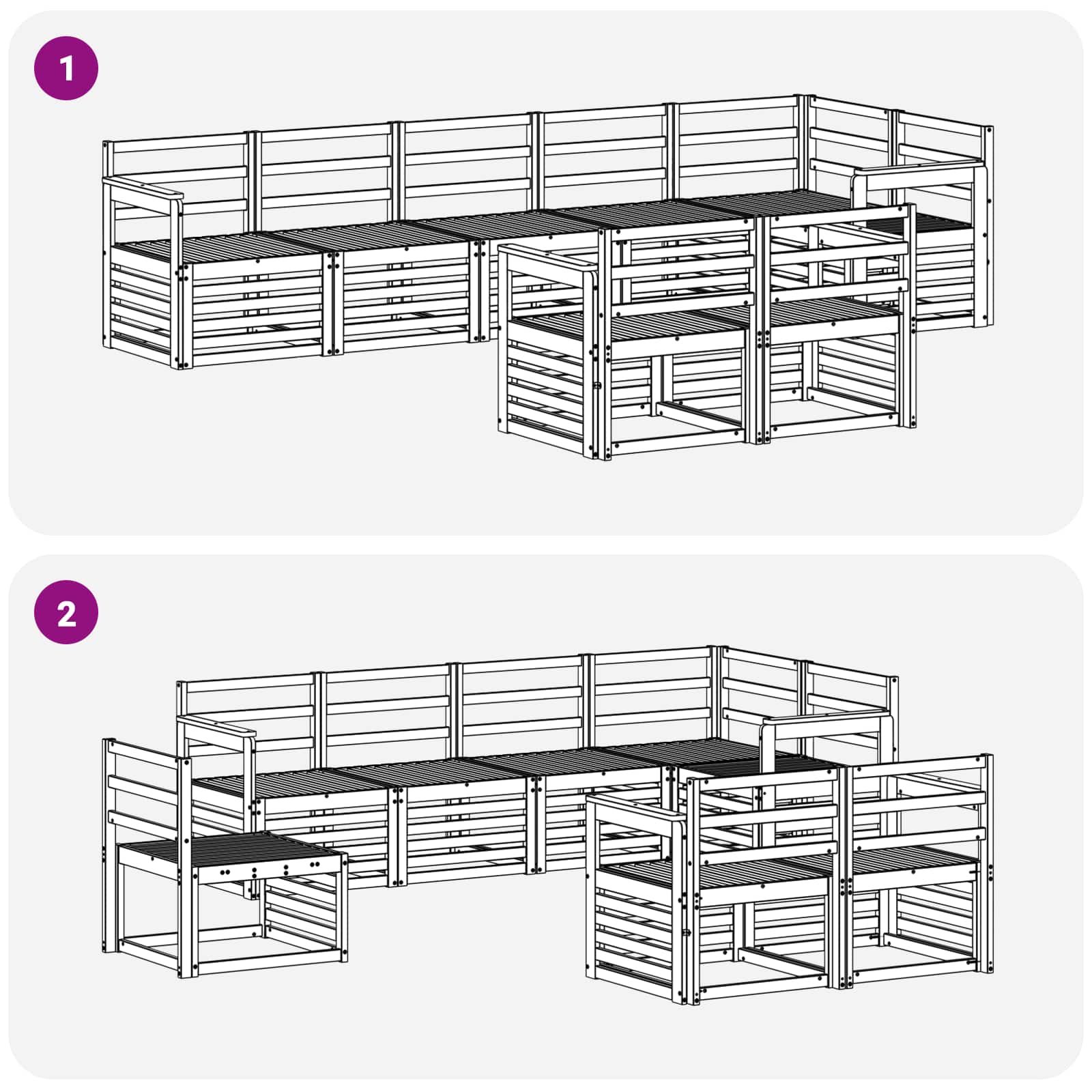 Ensembles de canapés 8 pcs Naturel Bois d'Acacia Massif - XIOS