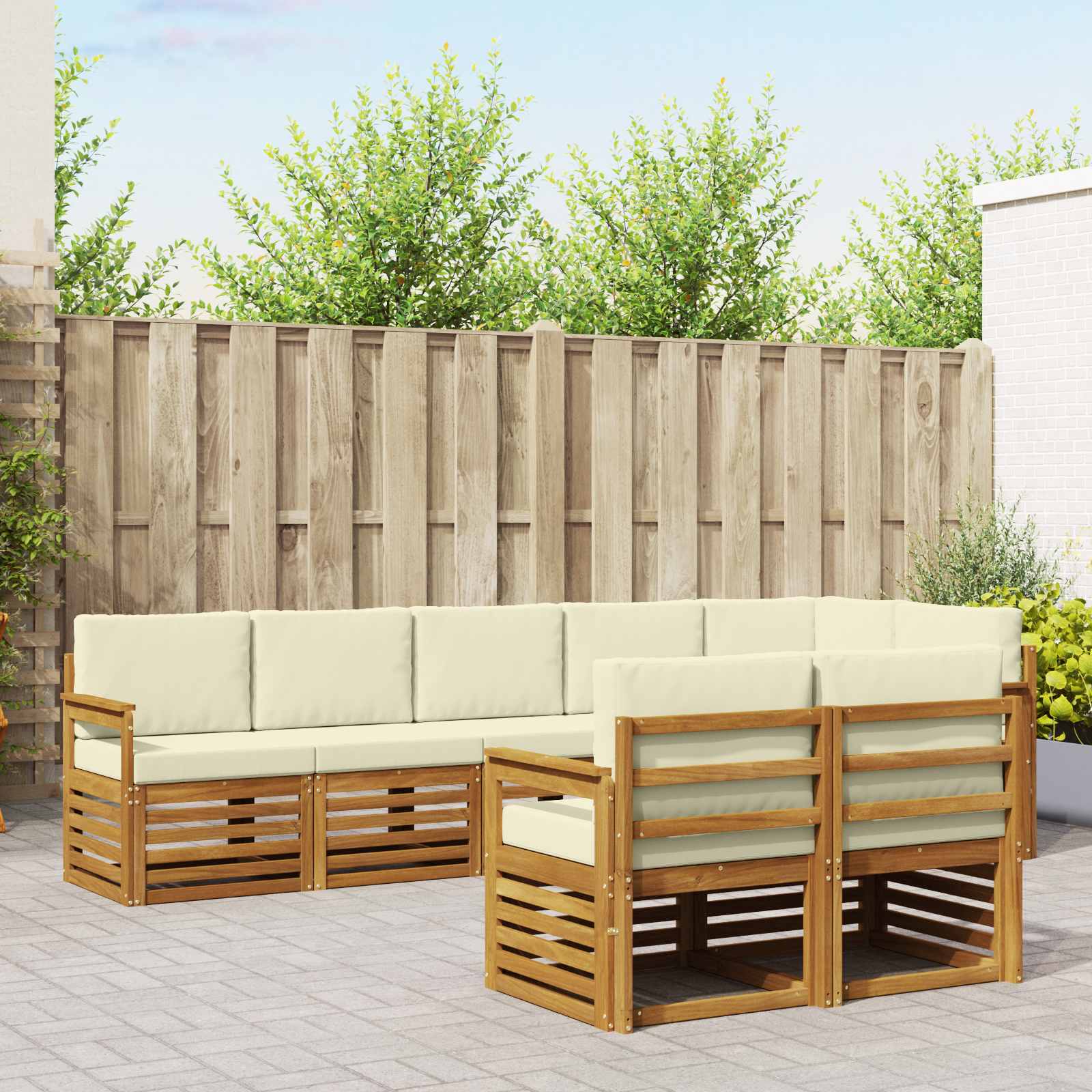 Ensembles de canapés avec coussin 8 pcs Naturel et Crème - XIOS