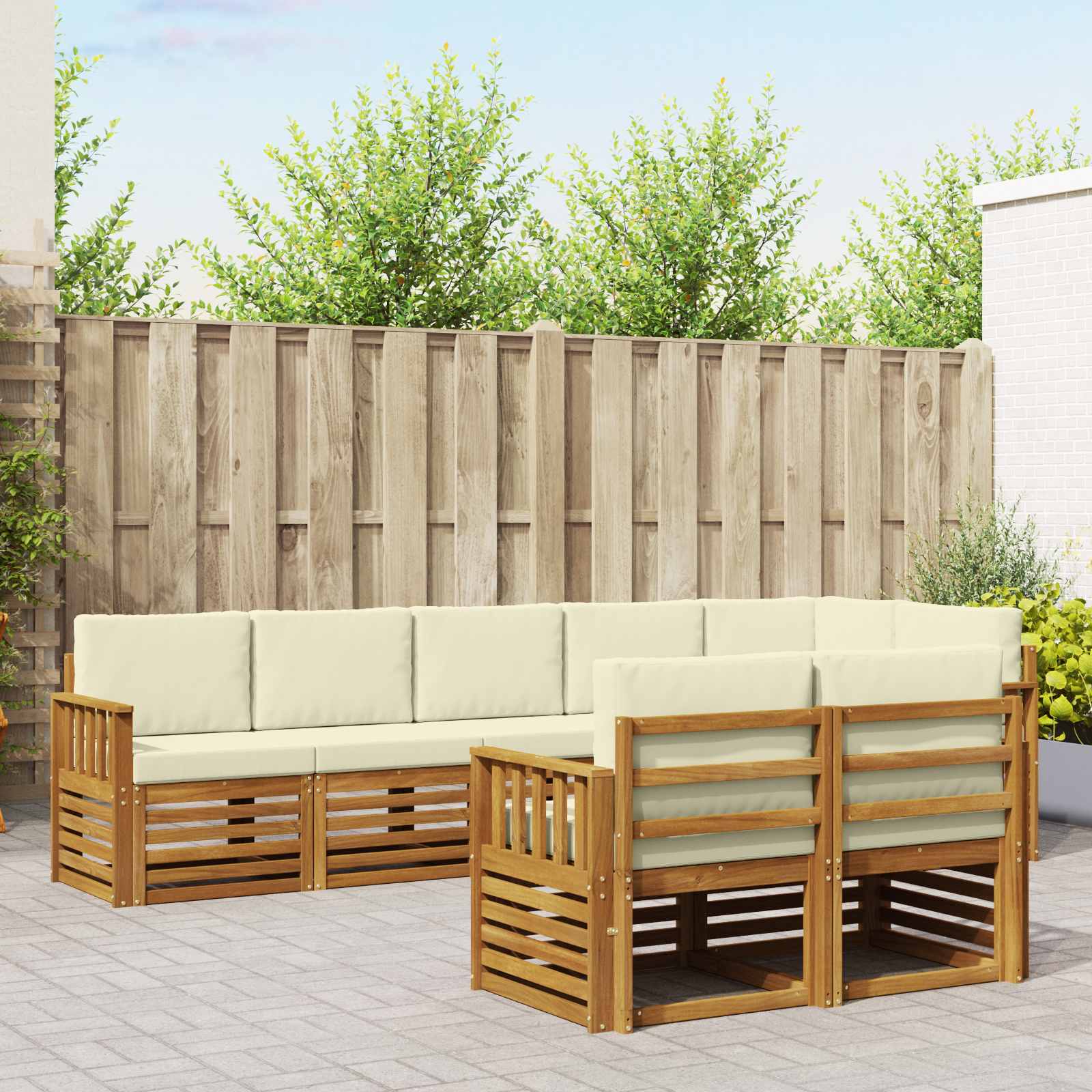 Ensembles de canapés avec coussin 8 pcs Naturel et Crème - XIOS