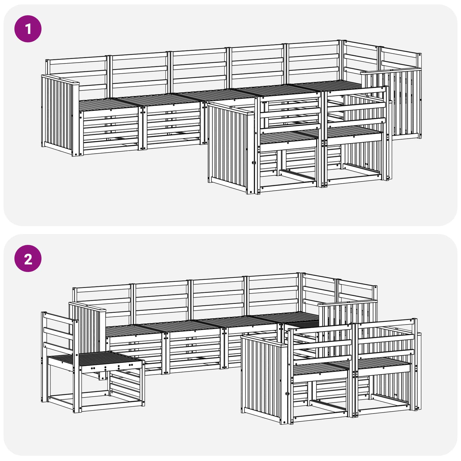 Ensembles de canapés 8 pcs Naturel Bois d'Acacia Massif - XIOS