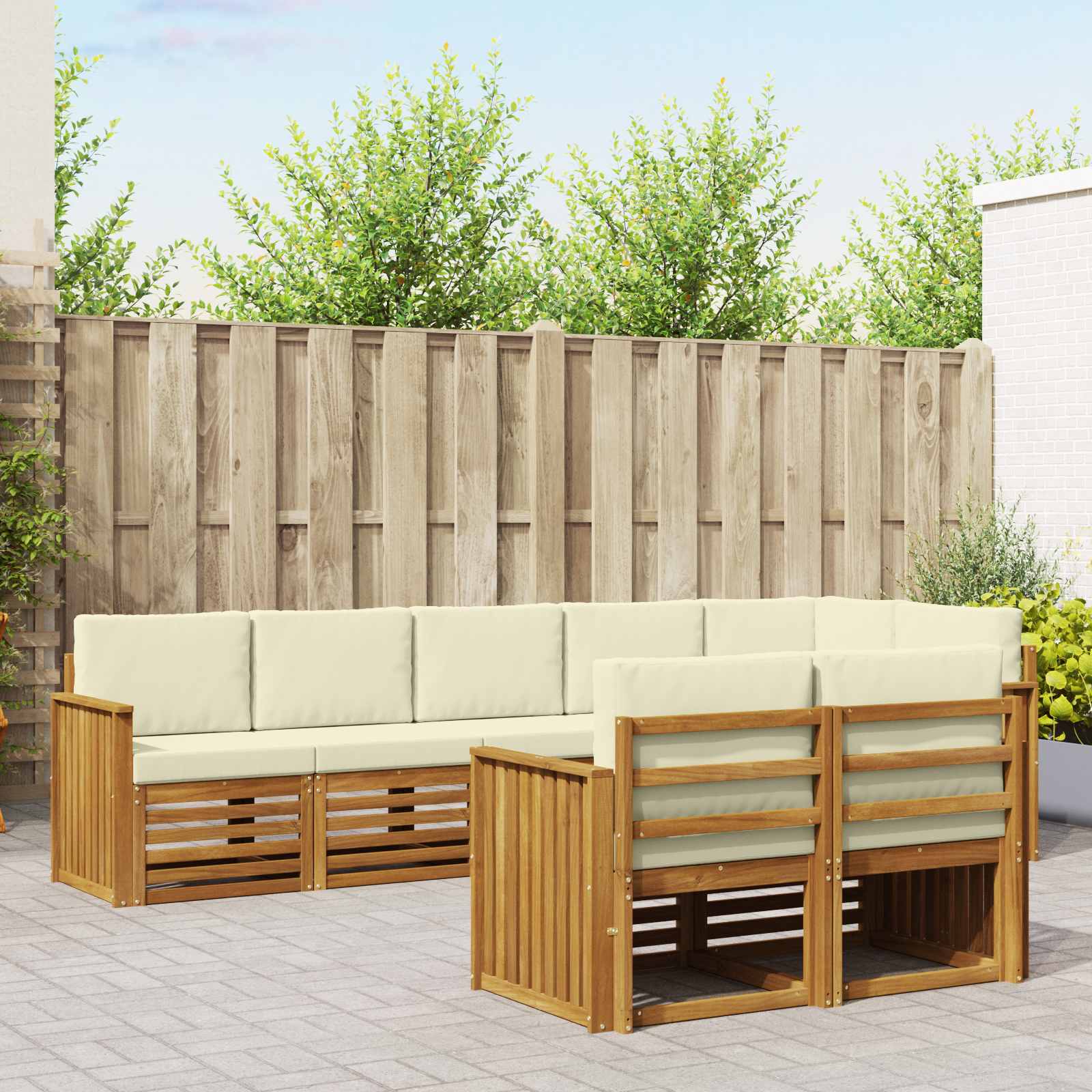 Ensembles de canapés avec coussin 8 pcs Naturel et Crème - XIOS