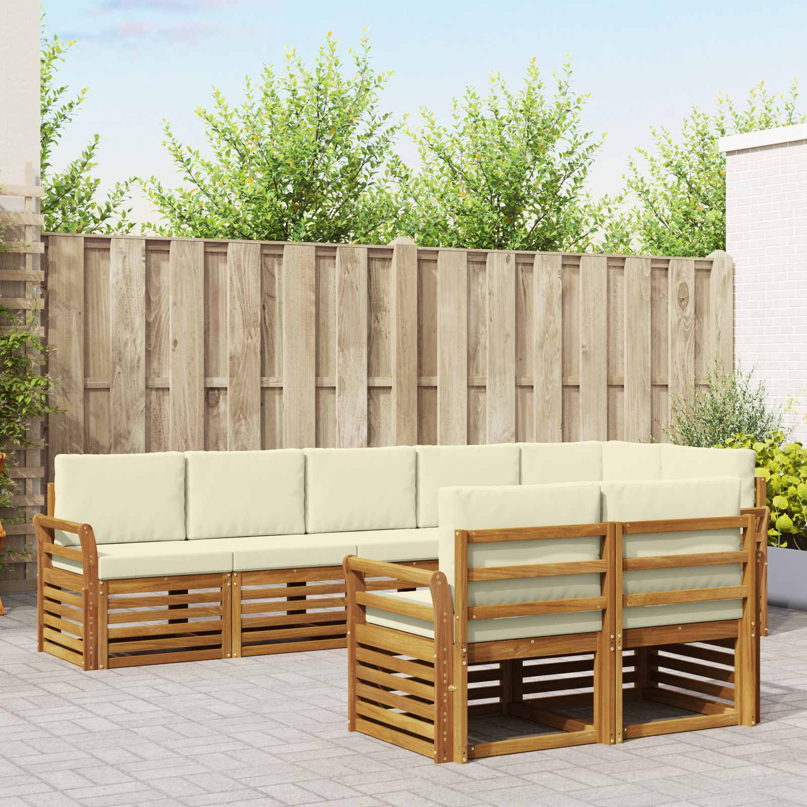 Ensembles de canapés avec coussin 8 pcs Naturel et Crème - XIOS