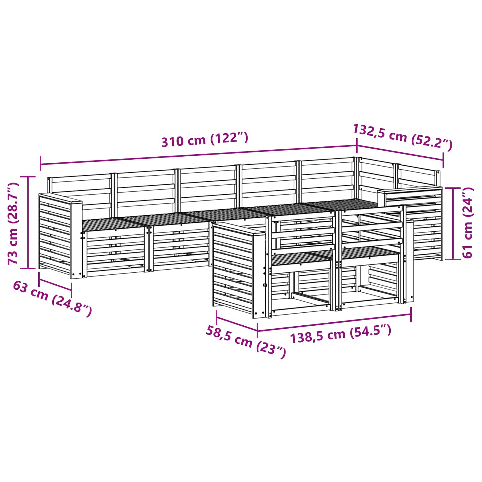 Ensembles de canapés 8 pcs Naturel Bois d'Acacia Massif - XIOS