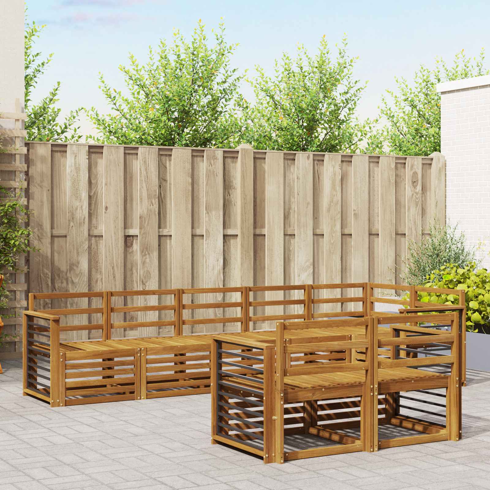 Ensembles de canapés 8 pcs Naturel Bois d'Acacia Massif - XIOS