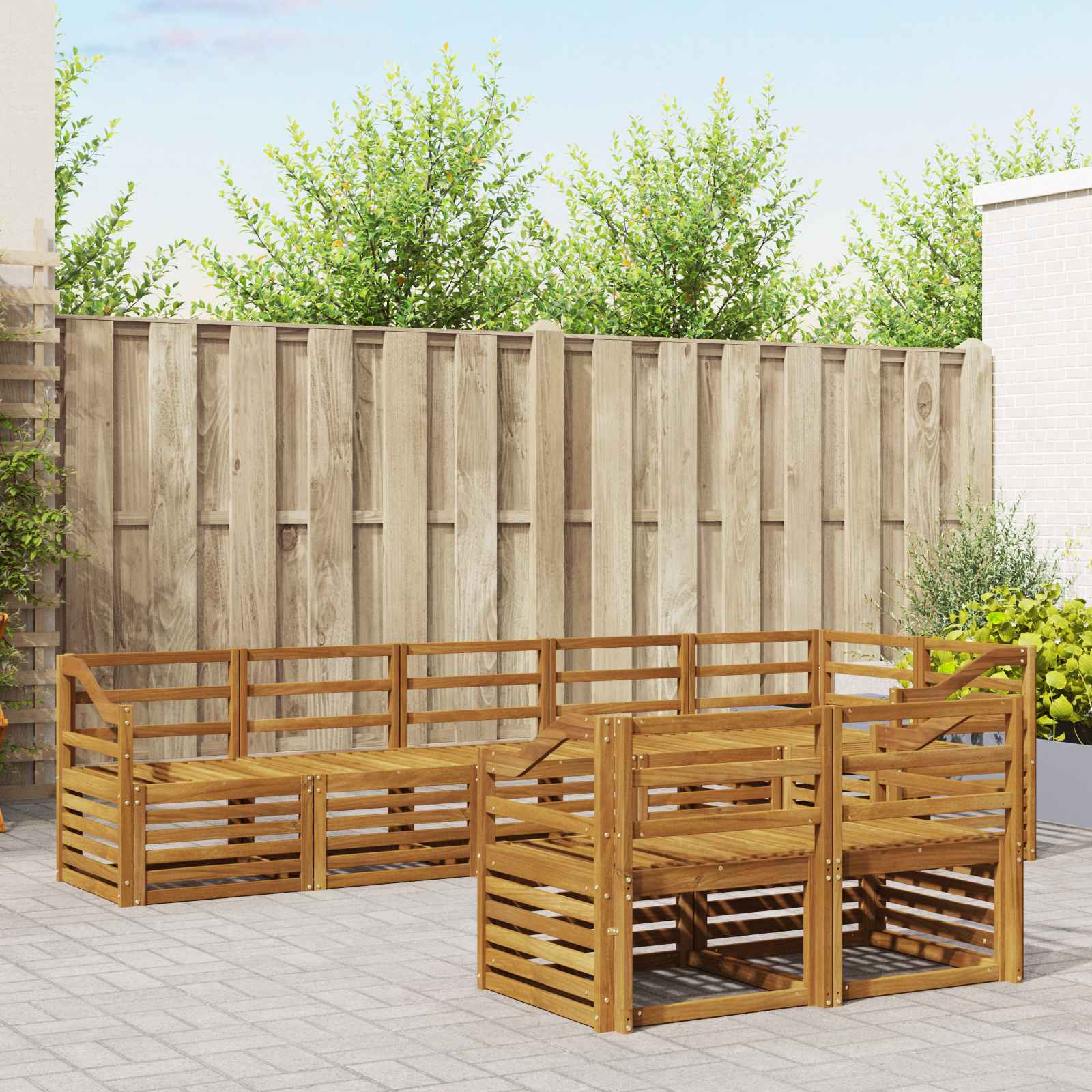 Ensembles de canapés 8 pcs Naturel Bois d'Acacia Massif - XIOS