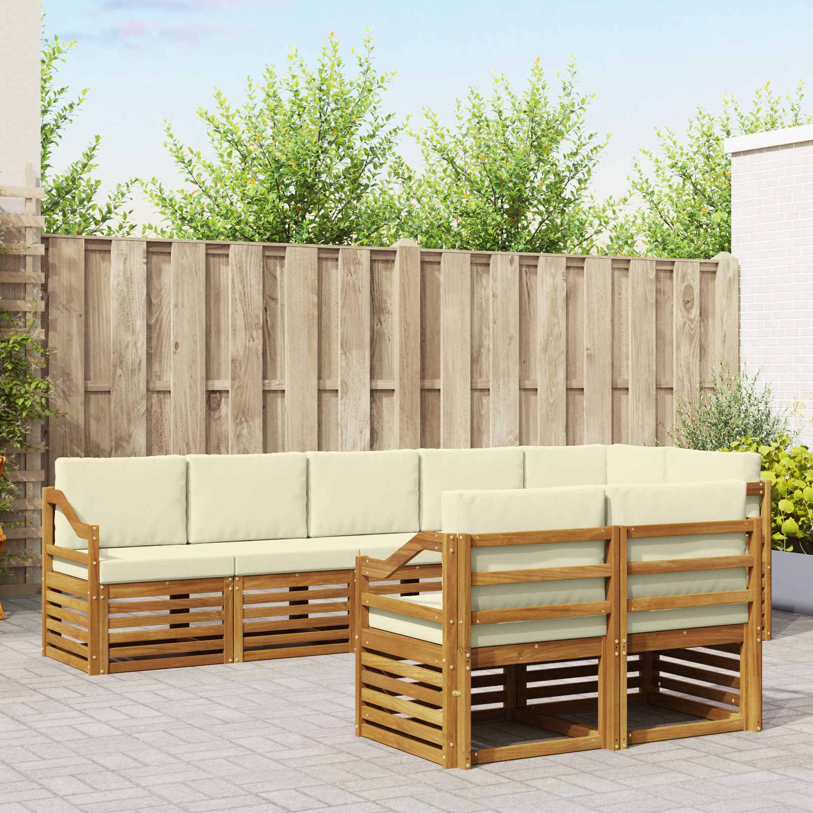 Ensembles de canapés avec coussin 8 pcs Naturel et Crème - XIOS