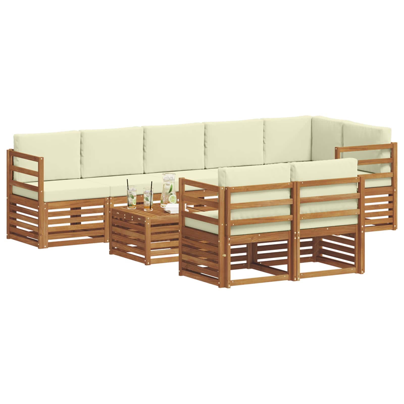 Ensembles de canapés avec coussin 9 pcs Naturel et Crème