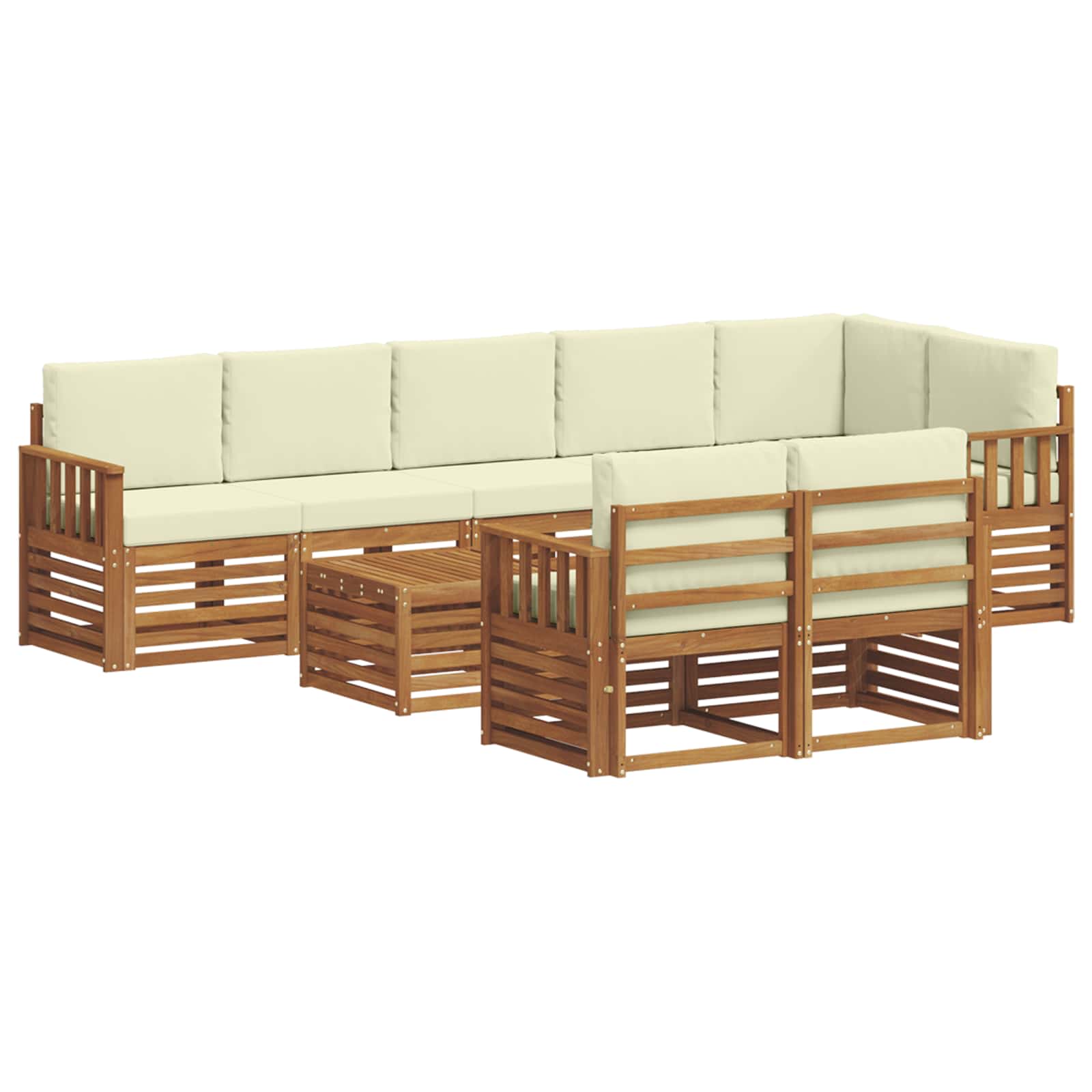 Ensembles de canapés avec coussin 9 pcs Naturel et Crème