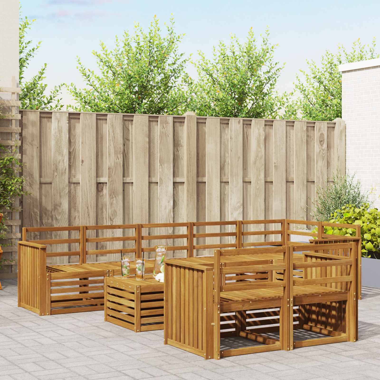 Ensembles de canapés 9 pcs Naturel Bois d'Acacia Massif - XIOS