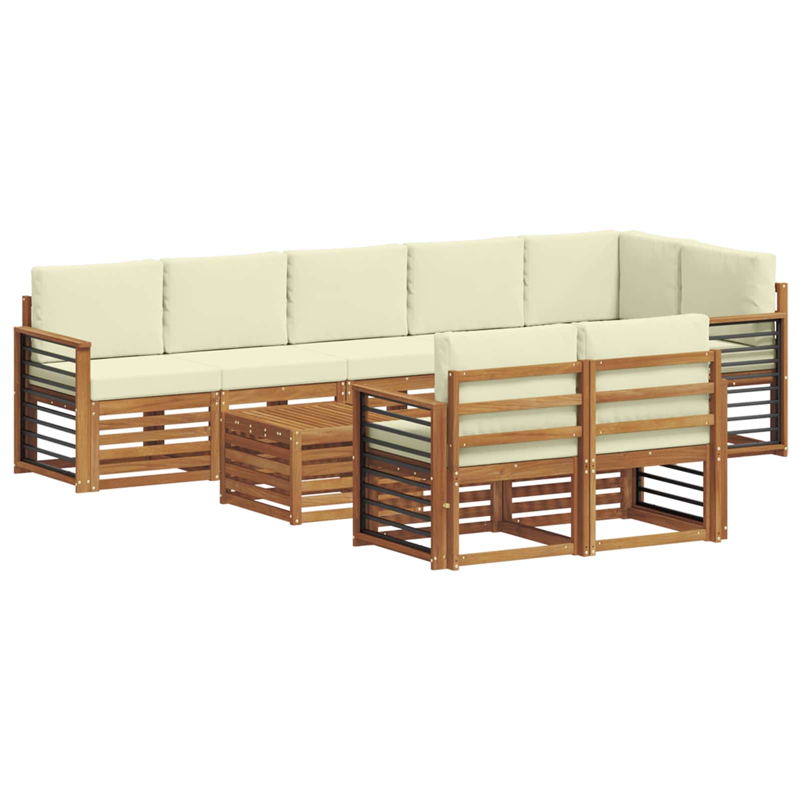 Ensembles de canapés avec coussin 9 pcs Naturel et Crème