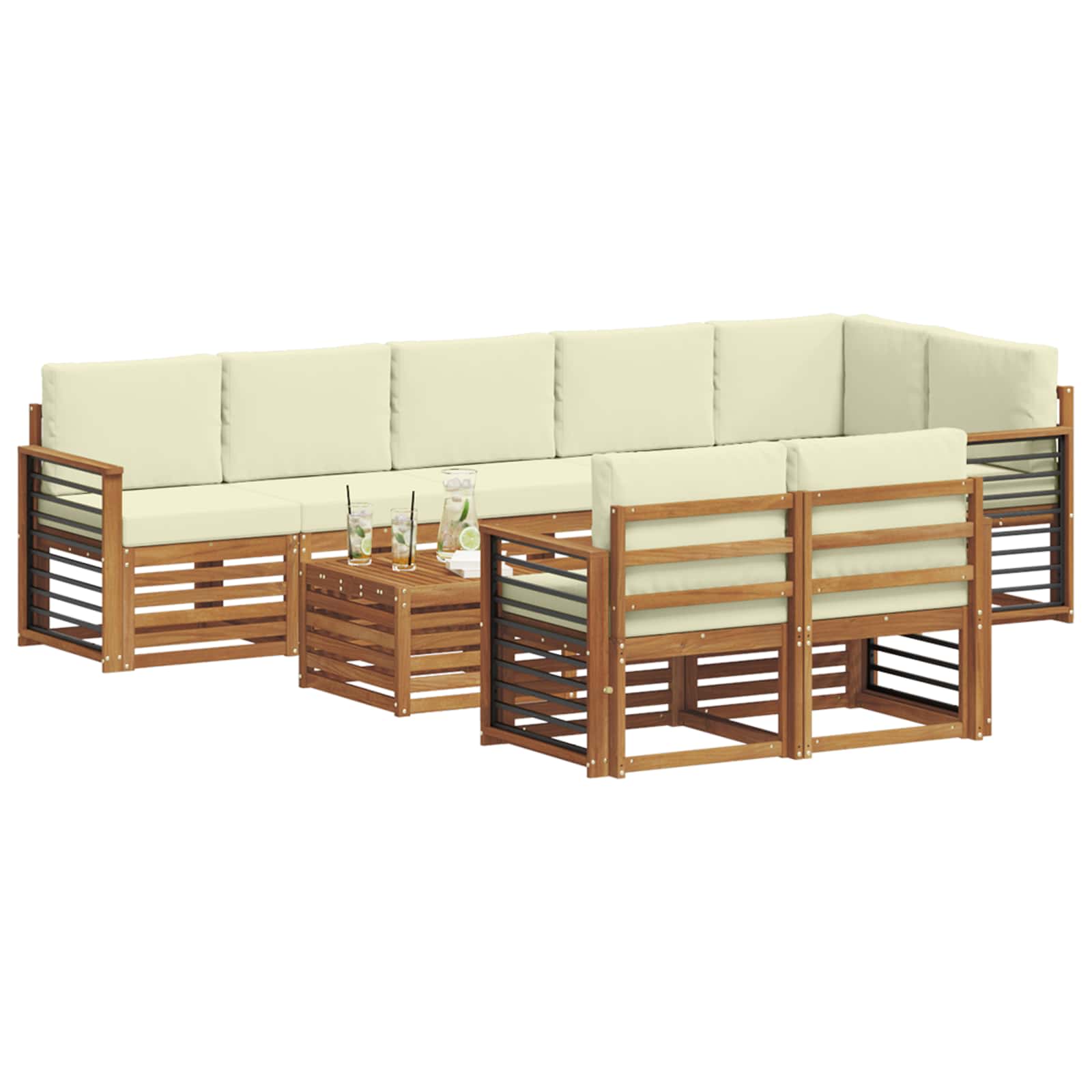 Ensembles de canapés avec coussin 9 pcs Naturel et Crème