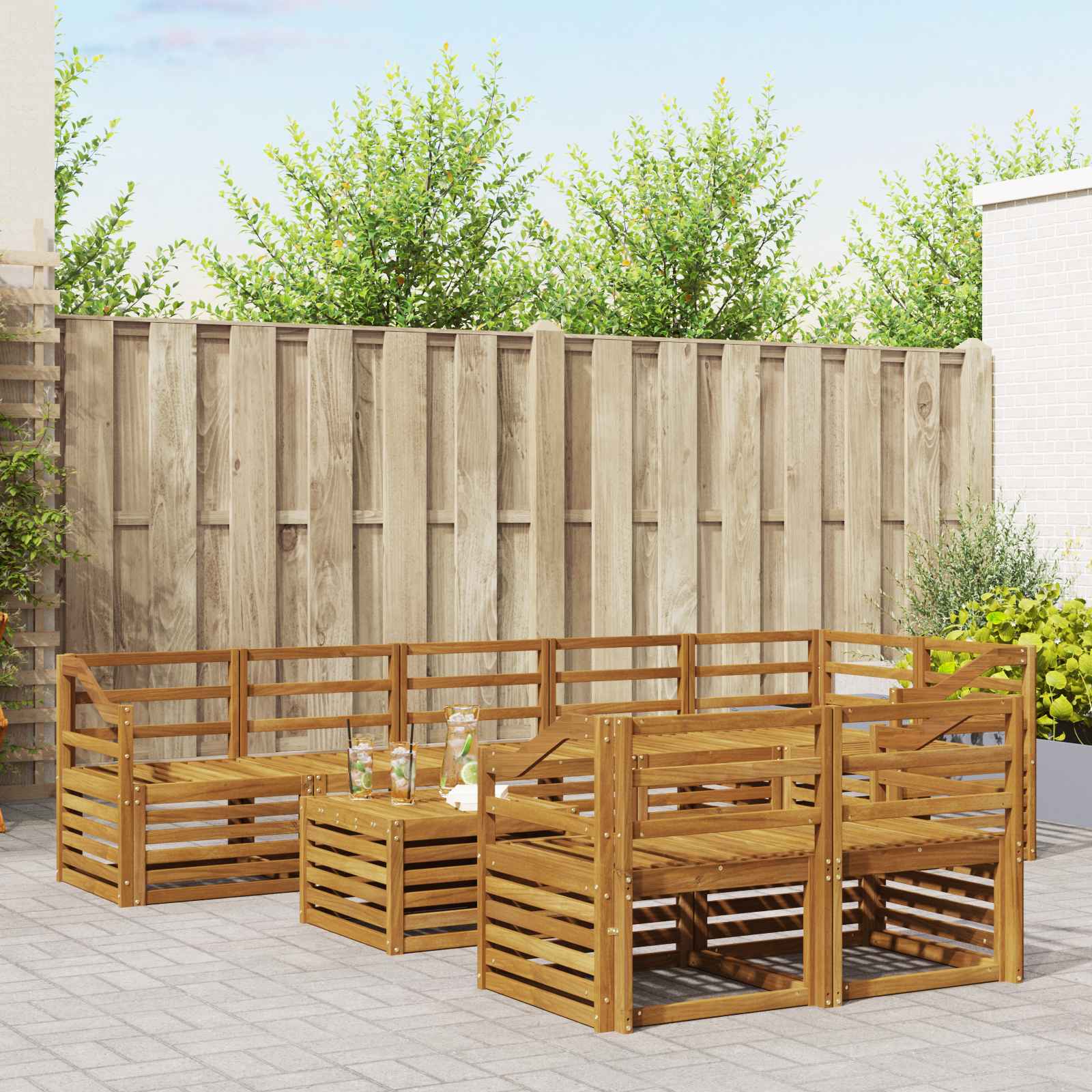 Ensembles de canapés 9 pcs Naturel Bois d'Acacia Massif - XIOS