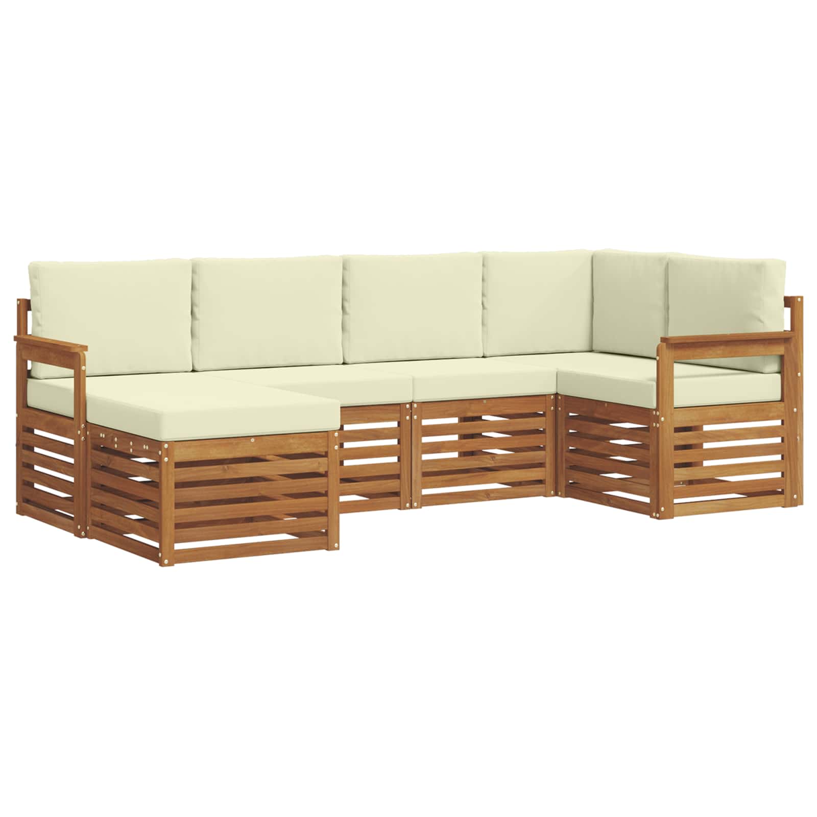 Ensemble de canapé d'angle avec coussin 6 pcs Naturel et Crème - XIOS