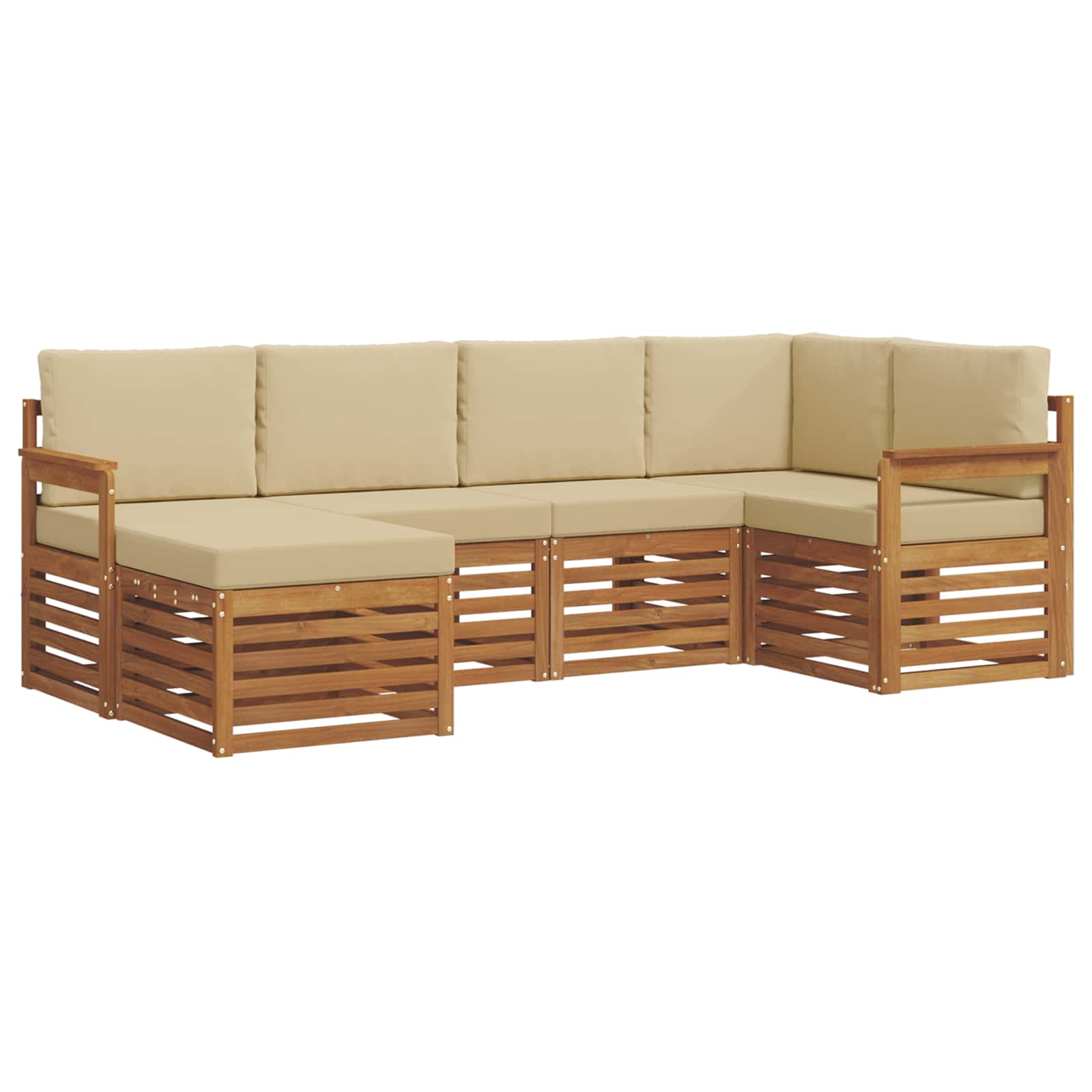 Ensemble de canapé d'angle avec coussin 6 pcs Naturel et Beige - XIOS