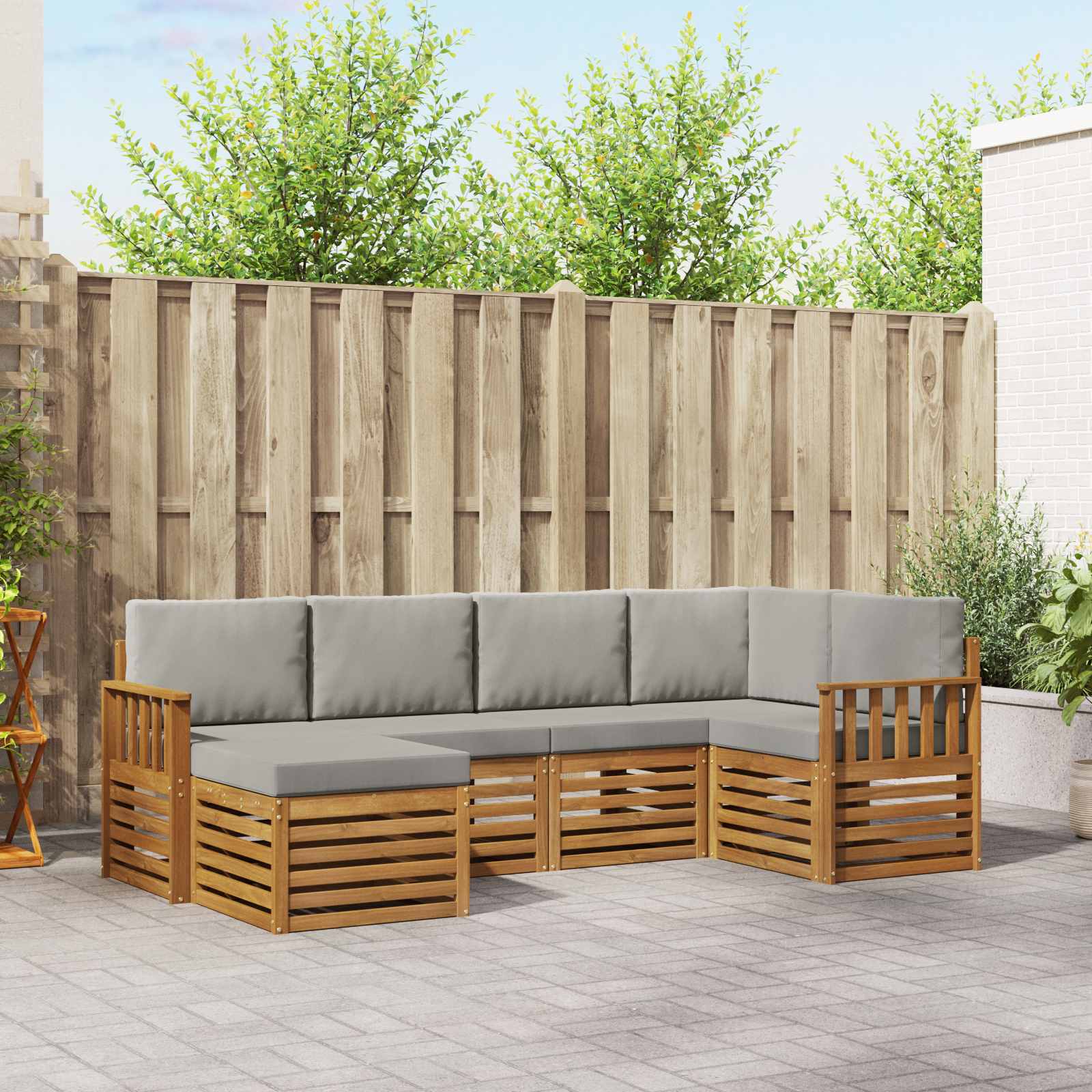 Ensemble de canapé d'angle 6 pcs Gris Naturel et Clair - XIOS