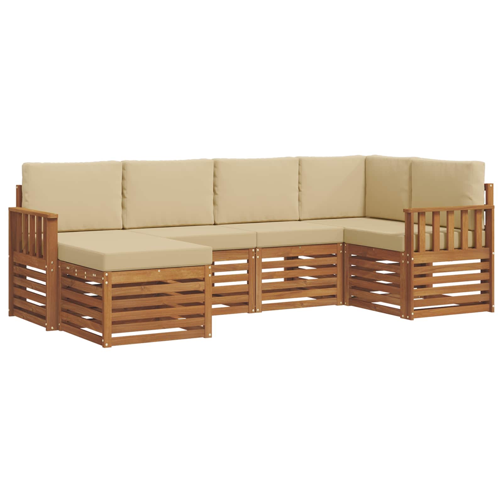 Ensemble de canapé d'angle avec coussin 6 pcs Naturel et Beige - XIOS