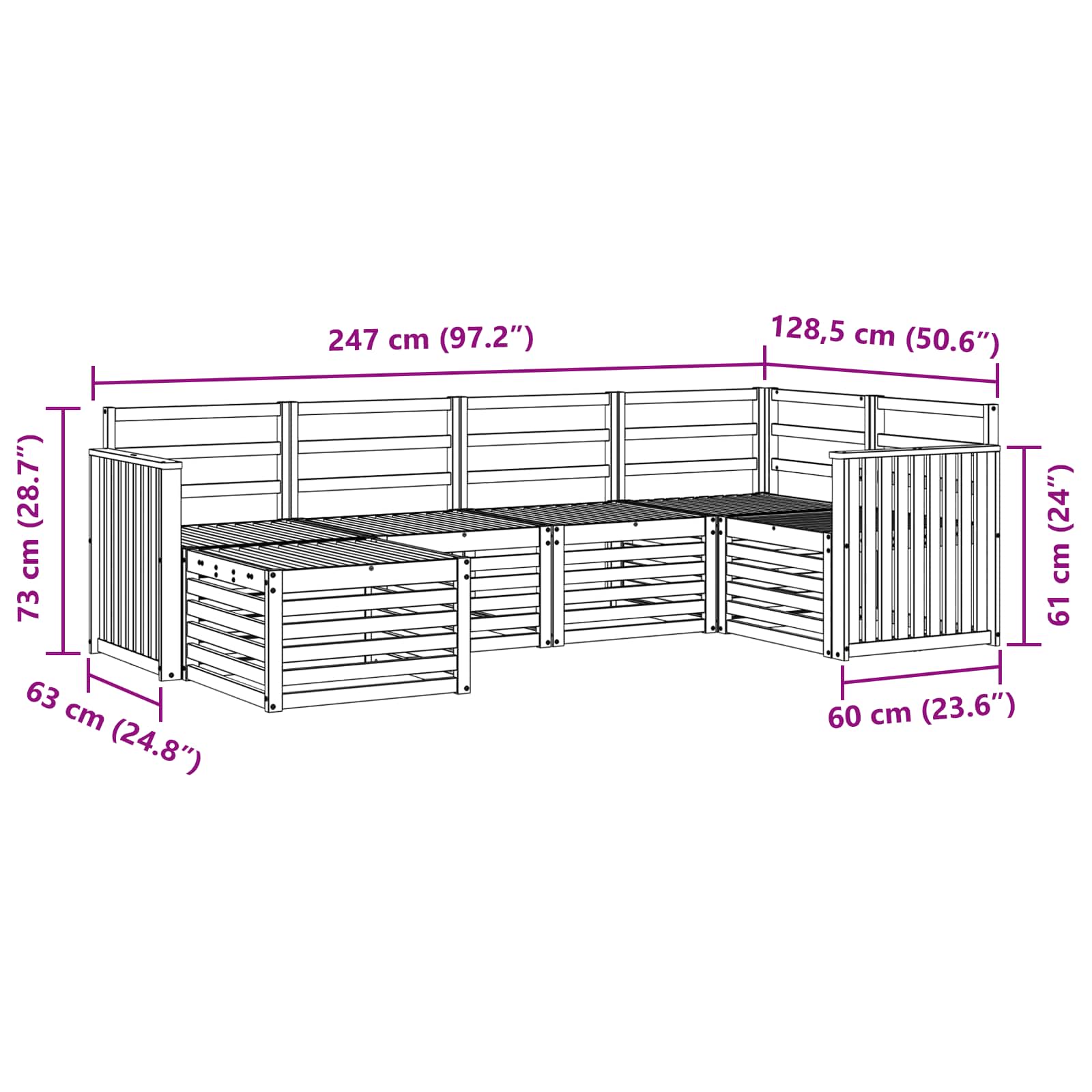Ensemble de canapés d'extérieur 6 pc Naturel Polyester